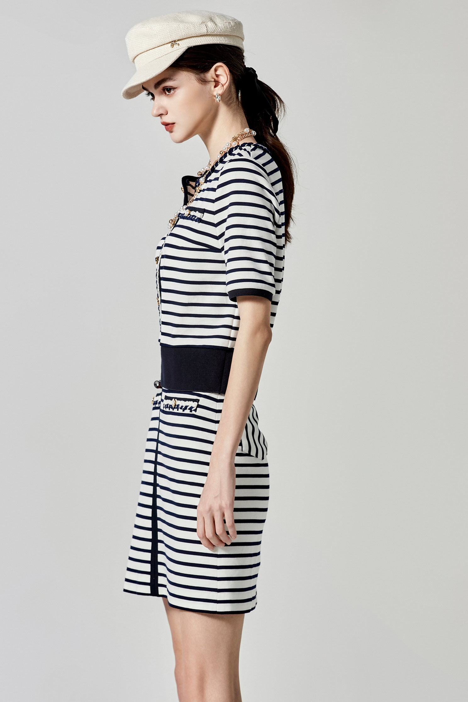 Navy Stripe SkirtNavy Stripe Skirt,Season (SS) Look,Mini skirts