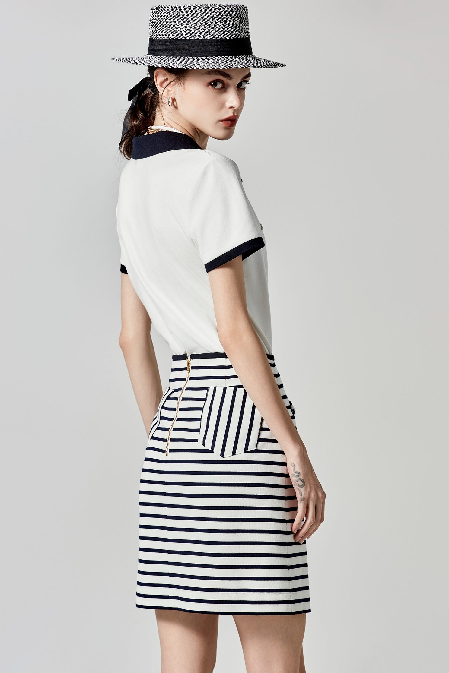 Navy Stripe SkirtNavy Stripe Skirt,Season (SS) Look,Mini skirts