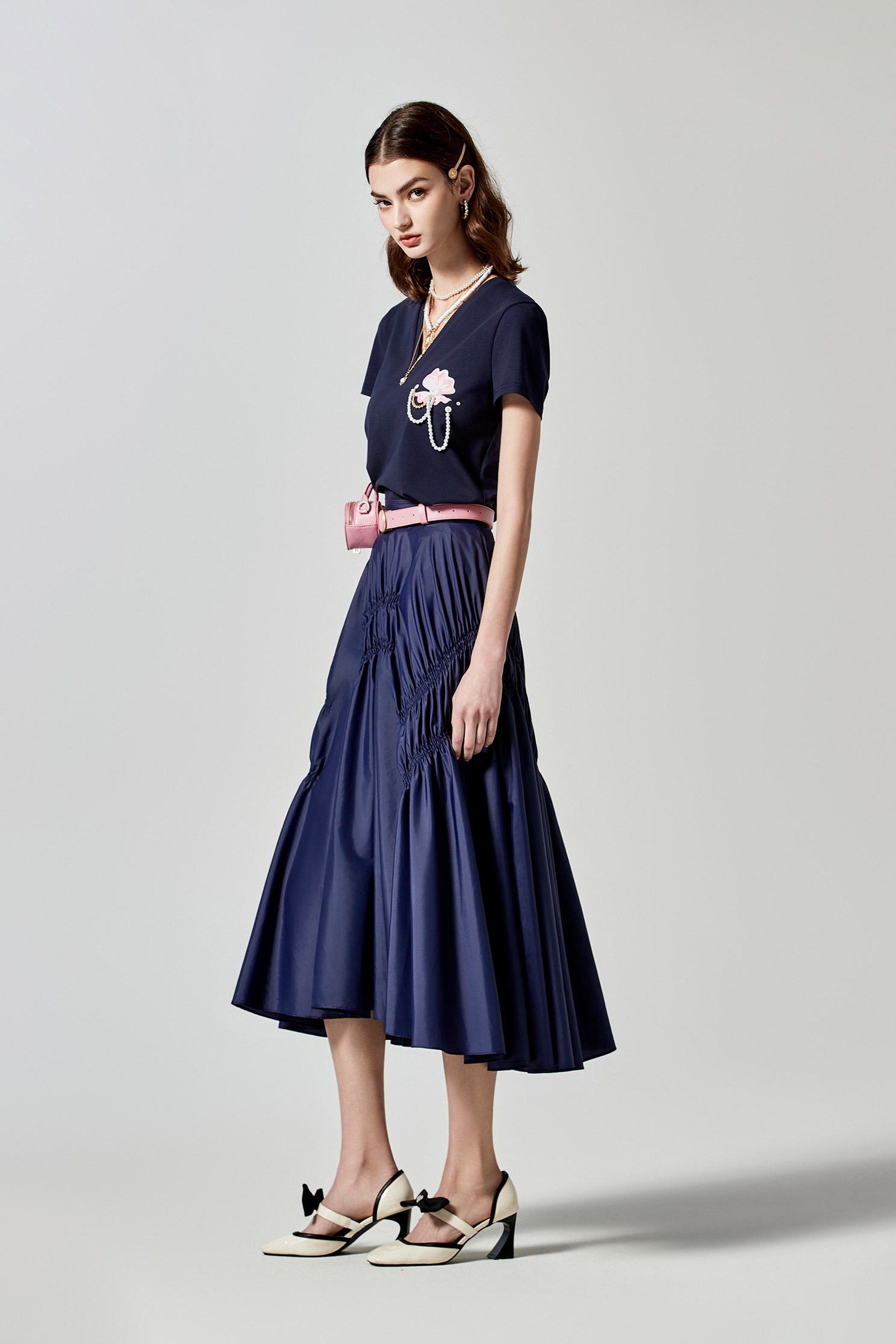 Stylish Navy Long SkirtStylish Navy Long Skirt,Season (SS) Look,Midi skirts