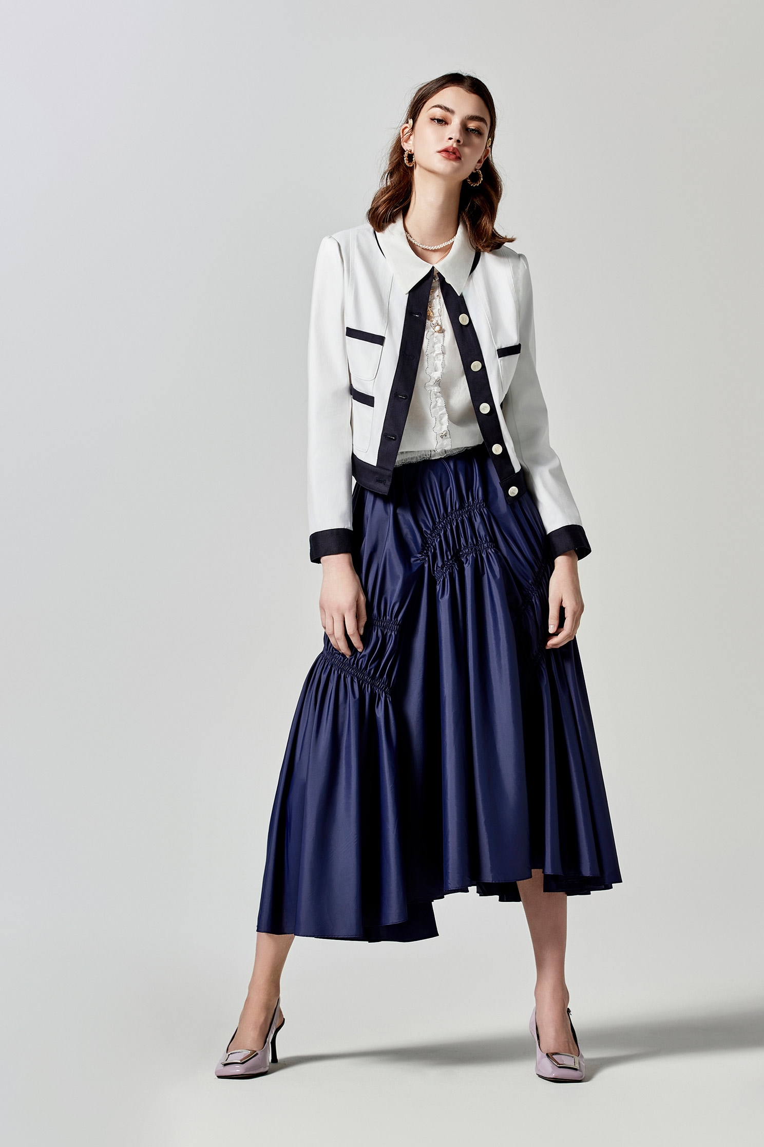 Stylish Navy Long SkirtStylish Navy Long Skirt,Season (SS) Look,Midi skirts