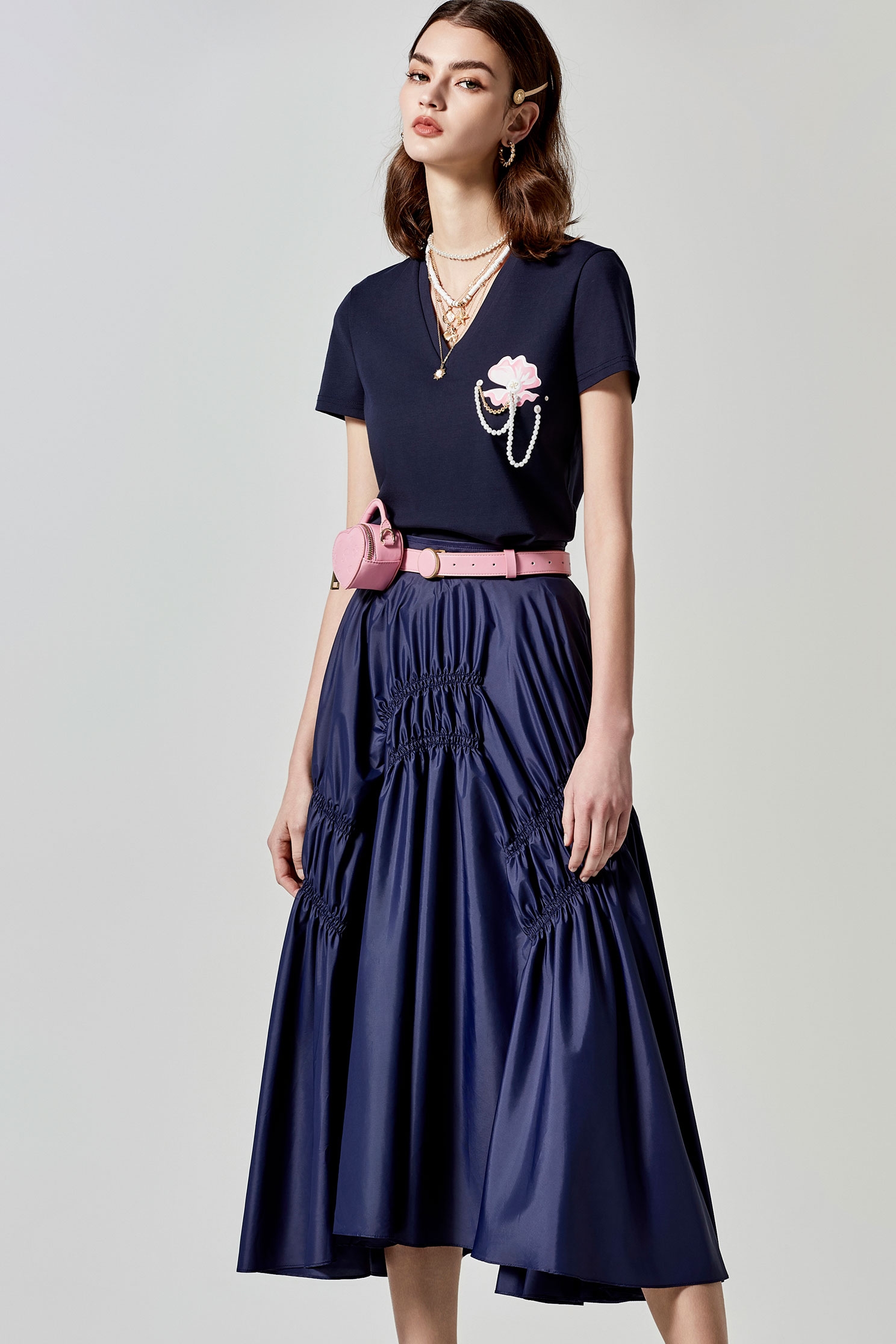 Stylish Navy Long SkirtStylish Navy Long Skirt,Season (SS) Look,Midi skirts