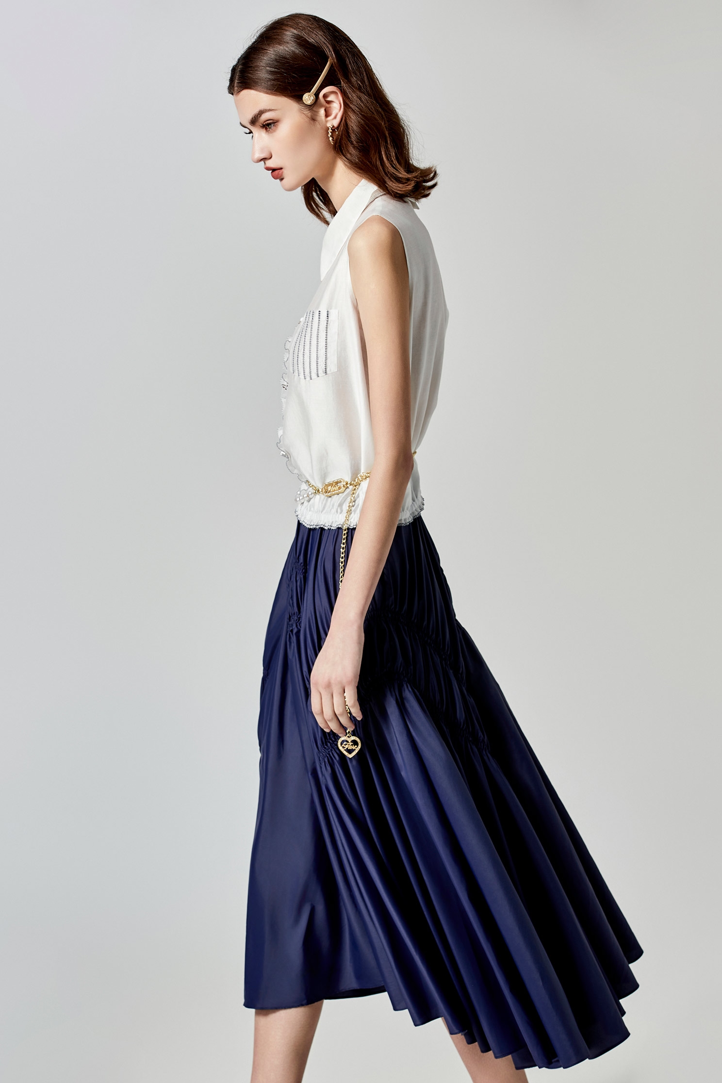 Stylish Navy Long SkirtStylish Navy Long Skirt,Season (SS) Look,Midi skirts