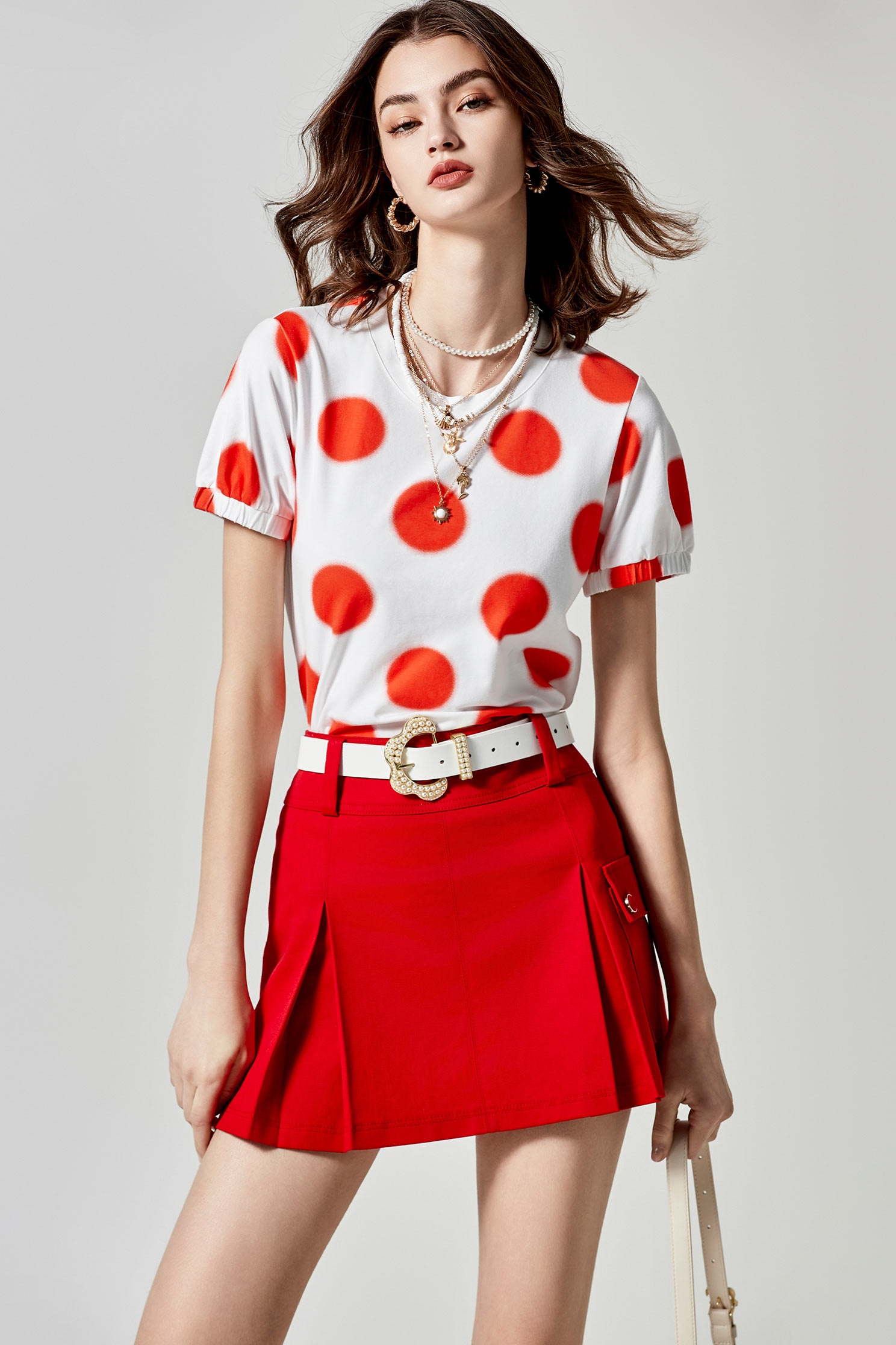 Red Pleated SkirtRed Pleated Skirt,Season (SS) Look,Mini skirts,Shorts