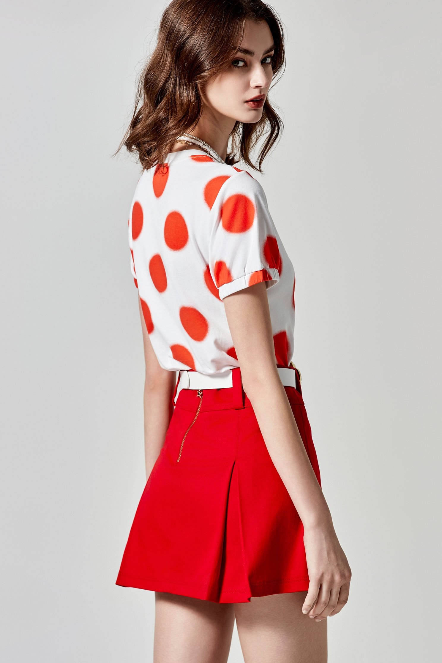 Red Pleated SkirtRed Pleated Skirt,Season (SS) Look,Mini skirts,Shorts