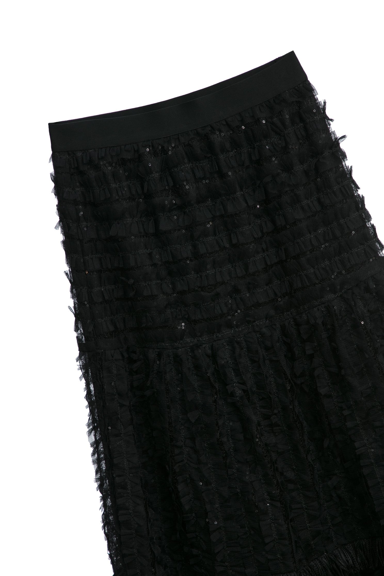 Mesh Fringe Tiered SkirtMesh Fringe Tiered Skirt,Season (SS) Look,Layered skirts,Lace