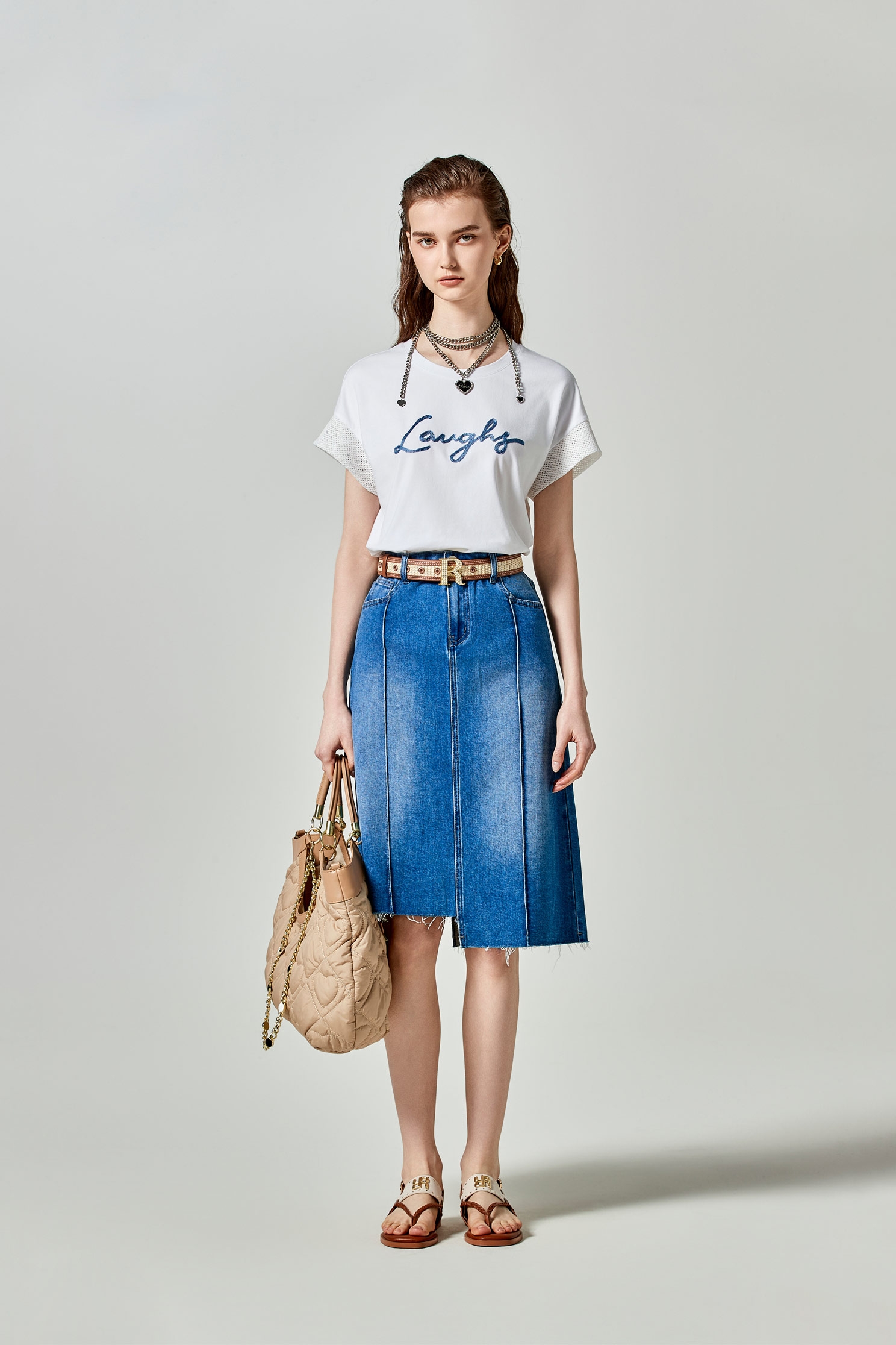 Asymmetric Denim SkirtAsymmetric Denim Skirt,Season (SS) Look,Denim,Denim skirts,Midi skirts