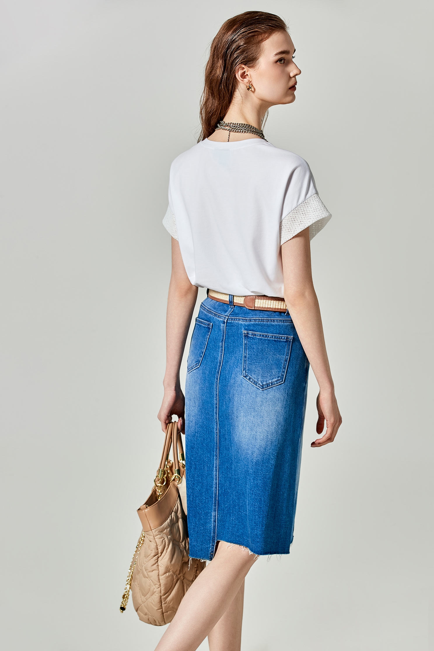 Asymmetric Denim SkirtAsymmetric Denim Skirt,Season (SS) Look,Denim,Denim skirts,Midi skirts