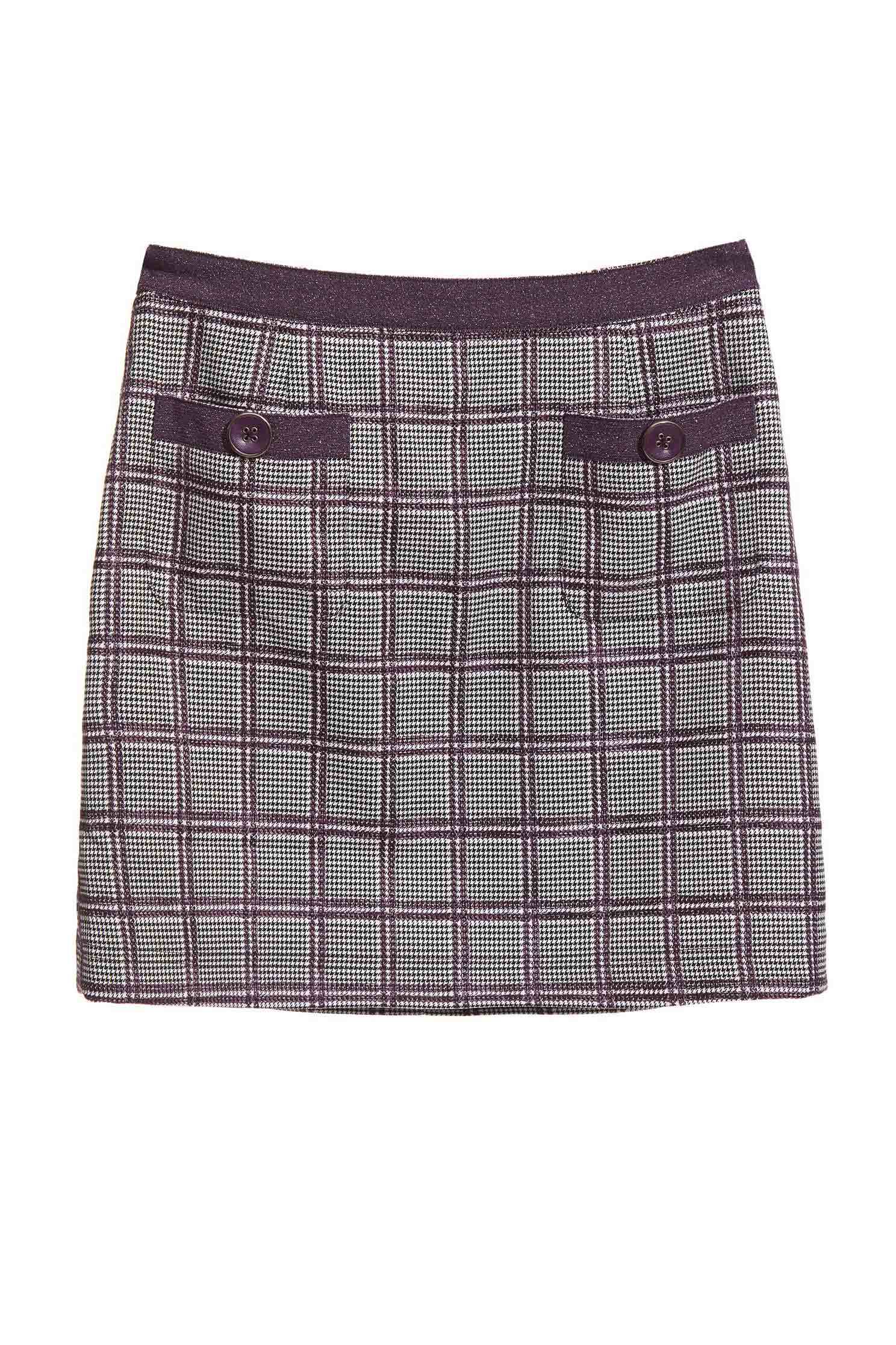 Checkered A-Line SkirtCheck jacquard skirt,Rayon,Plaid,Mini skirts,Season (AW) Look