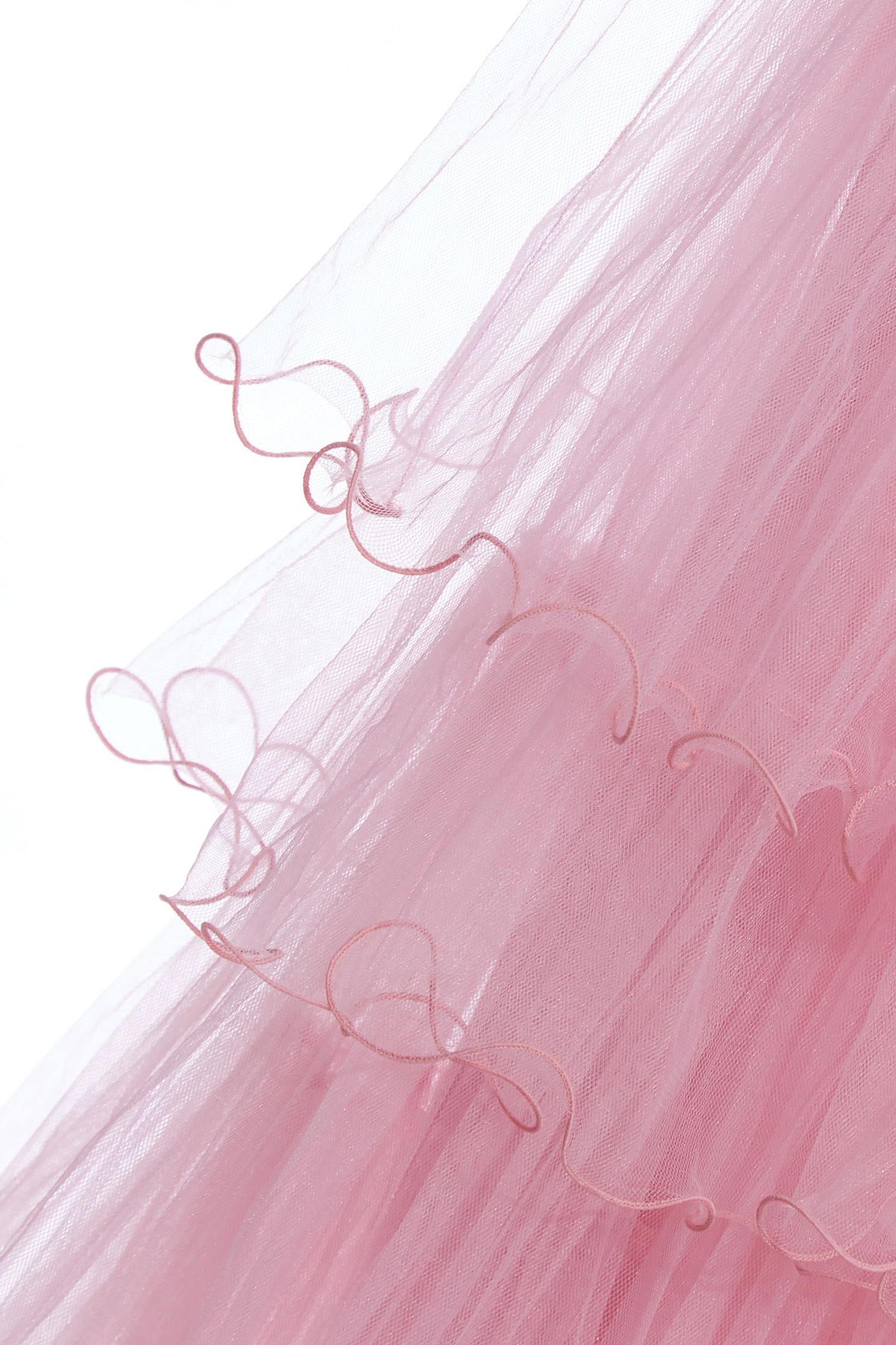 Layered Tulle Ruffle SkirtRuffled mesh long skirt,Restock,iROO LIVE,Season (AW) Look,Pink,Tutu skirts,Mesh fabric,Midi skirts