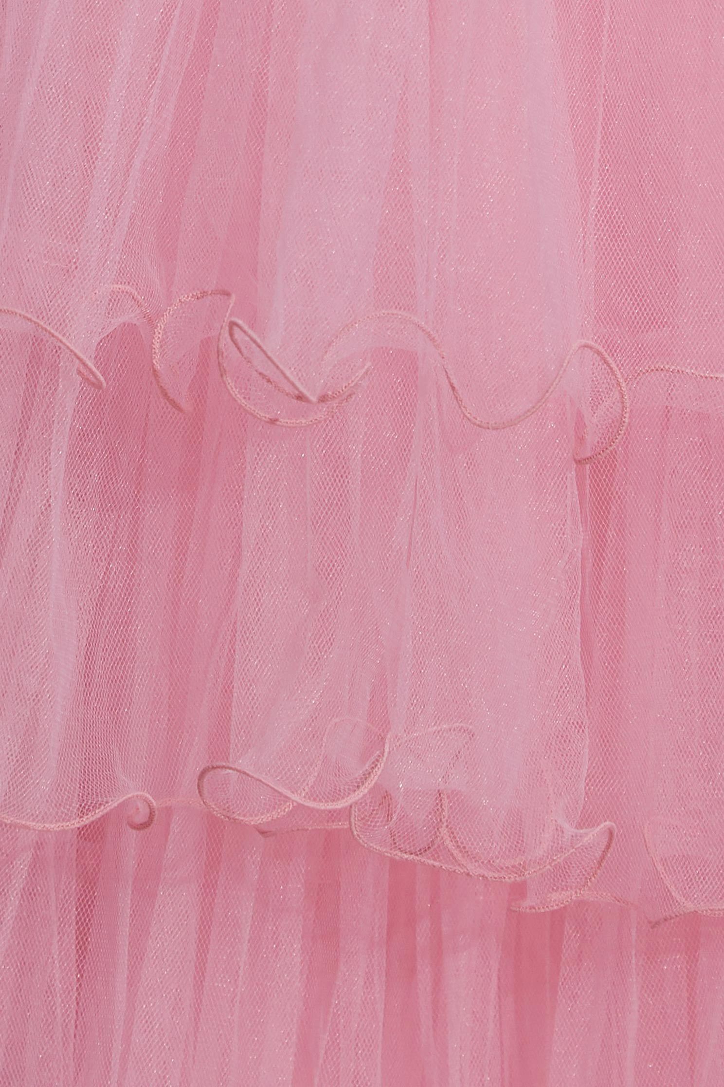 Layered Tulle Ruffle SkirtRuffled mesh long skirt,Restock,iROO LIVE,Season (AW) Look,Pink,Tutu skirts,Mesh fabric,Midi skirts