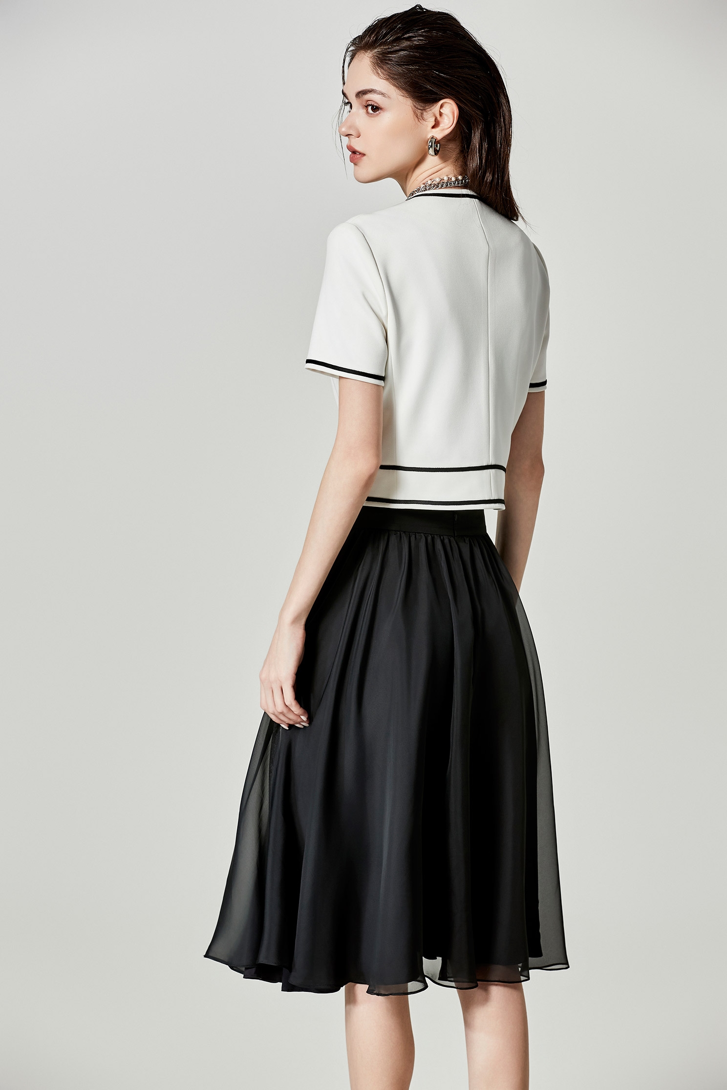 Mid Length Circular Soft Organza SkirtMid Length Circular Soft Organza Skirt,Season (SS) Look,Midi skirts