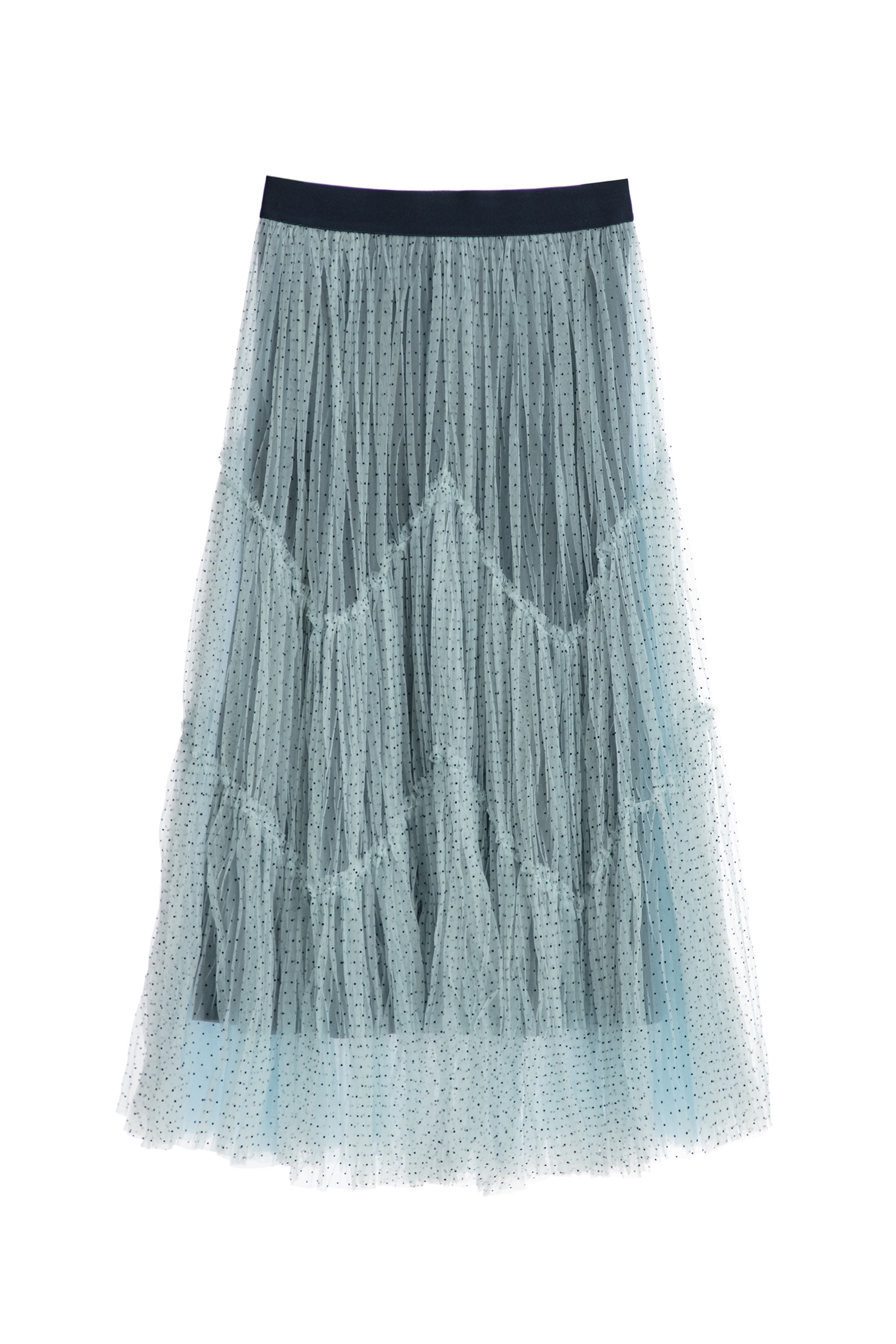 Polka Dot Ruffle Trim Mesh SkirtPolka Dot Ruffle Trim Mesh Skirt,Season (SS) Look,Mesh fabric,Tutu skirts,Midi skirts