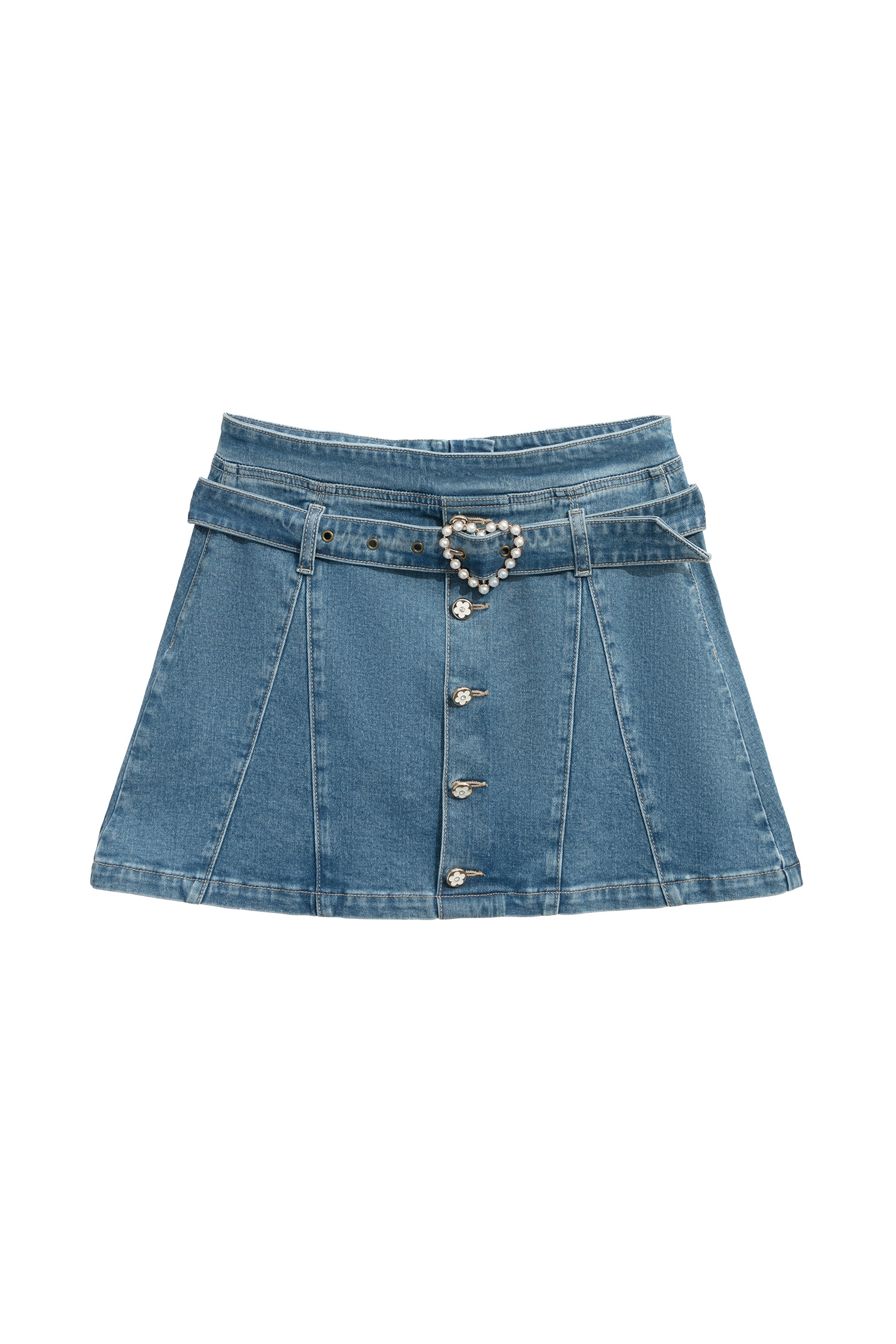 Belted Mini Denim SkirtBelted Mini Denim Skirt,Season (SS) Look,Denim,Denim mini skirts,Denim skirts,pearl,Mini skirts,Belts