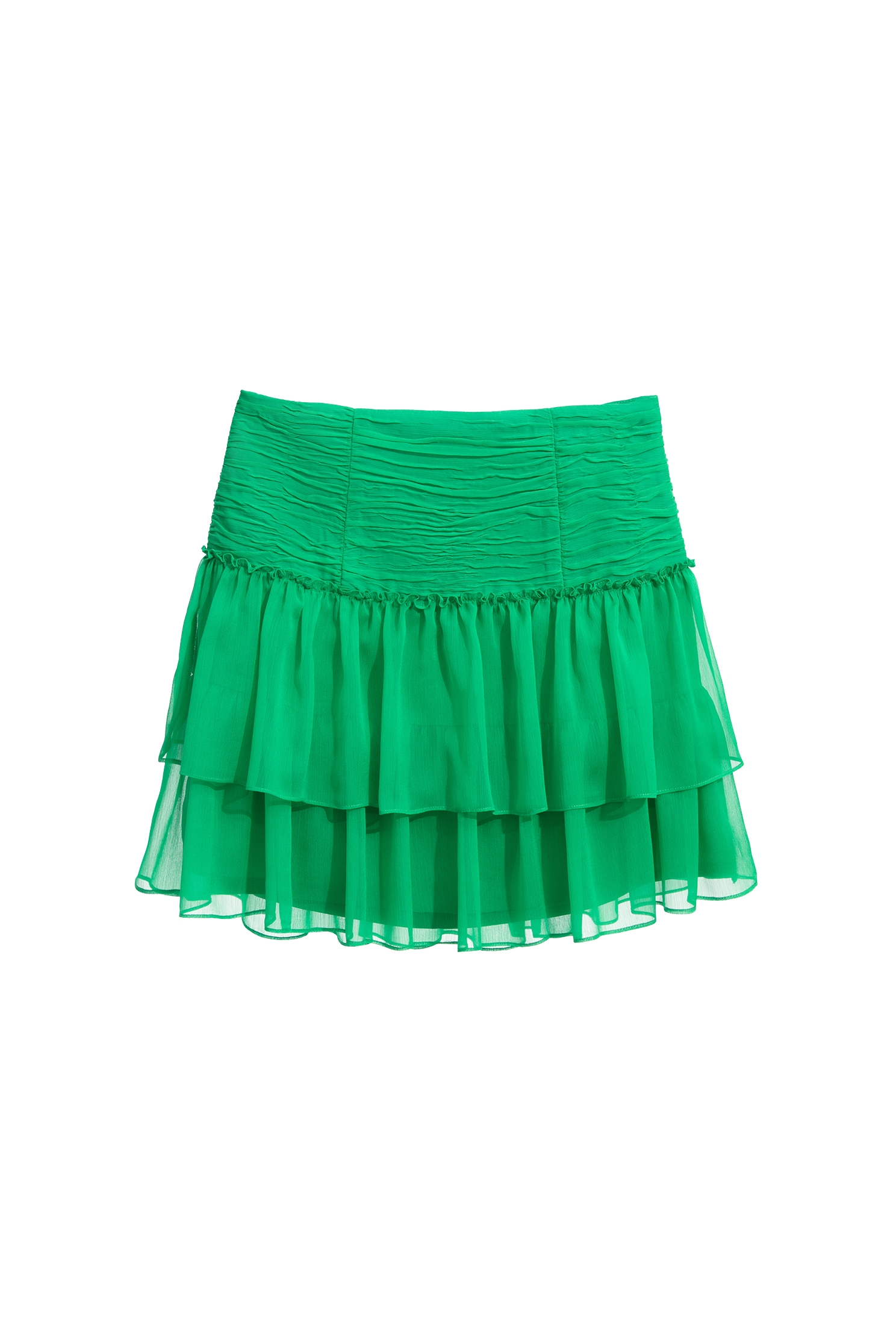 Irregular Pleated Chiffon Tiered SkirtIrregular Pleated Chiffon Tiered Skirt,Season (SS) Look,Mini skirts,Chiffon