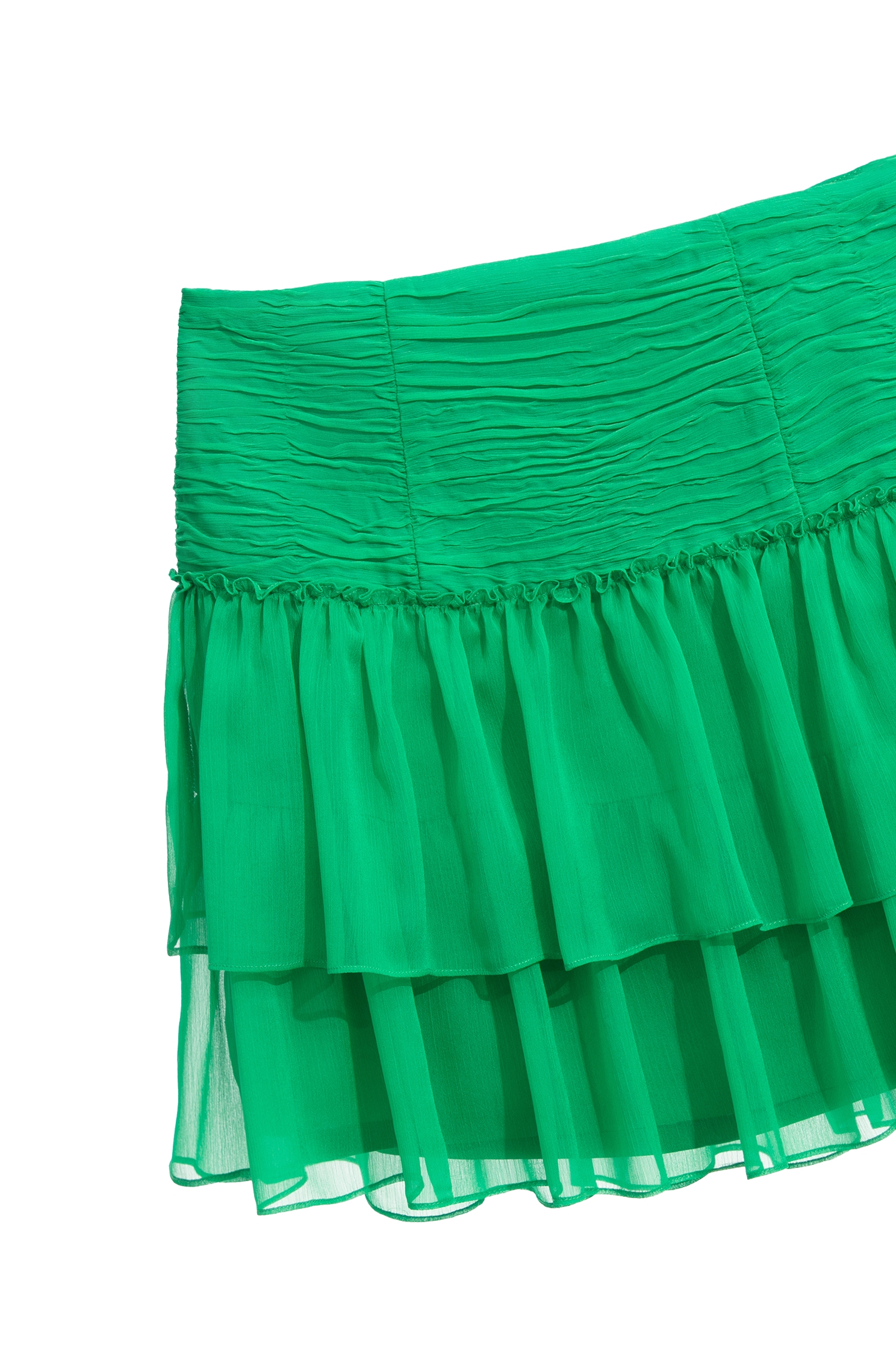 Irregular Pleated Chiffon Tiered SkirtIrregular Pleated Chiffon Tiered Skirt,Season (SS) Look,Mini skirts,Chiffon