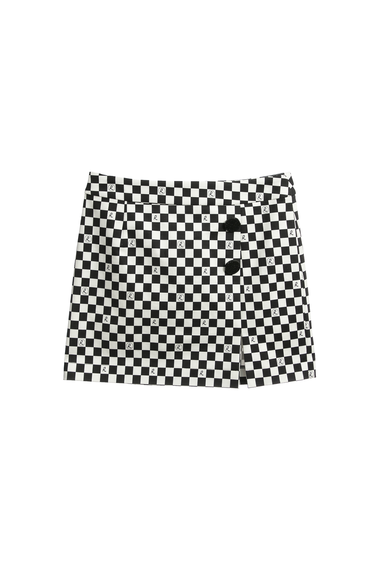 R Logo Checkered SkirtR Logo Checkered Skirt,Season (SS) Look,Mini skirts,Shorts