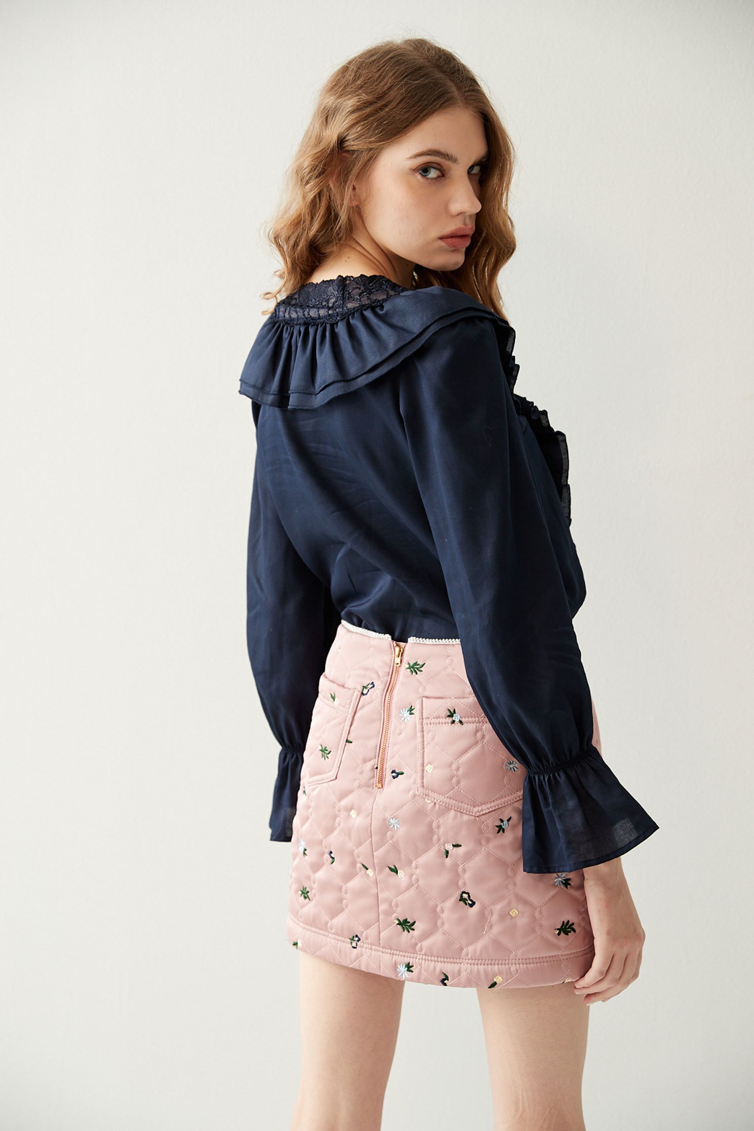 Basic Quilted Embroidered SkirtPadded short skirt with floral embroidery,Embroidered,Mini skirts,Season (AW) Look,Valentine