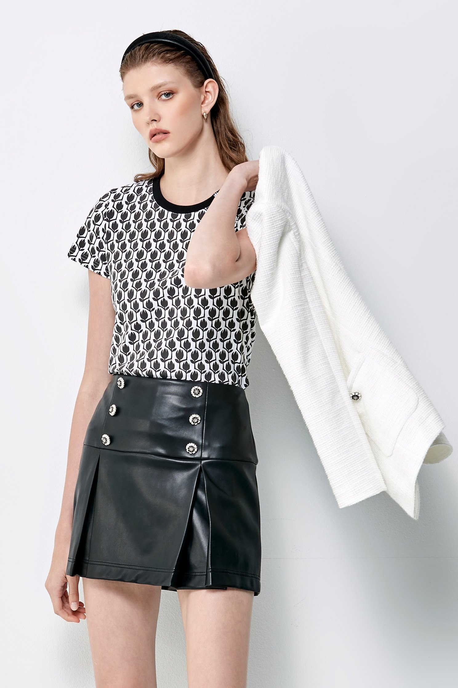 PU Pleated SkirtPU Pleated Skirt,Leather,Mini skirts,Season (AW) Look