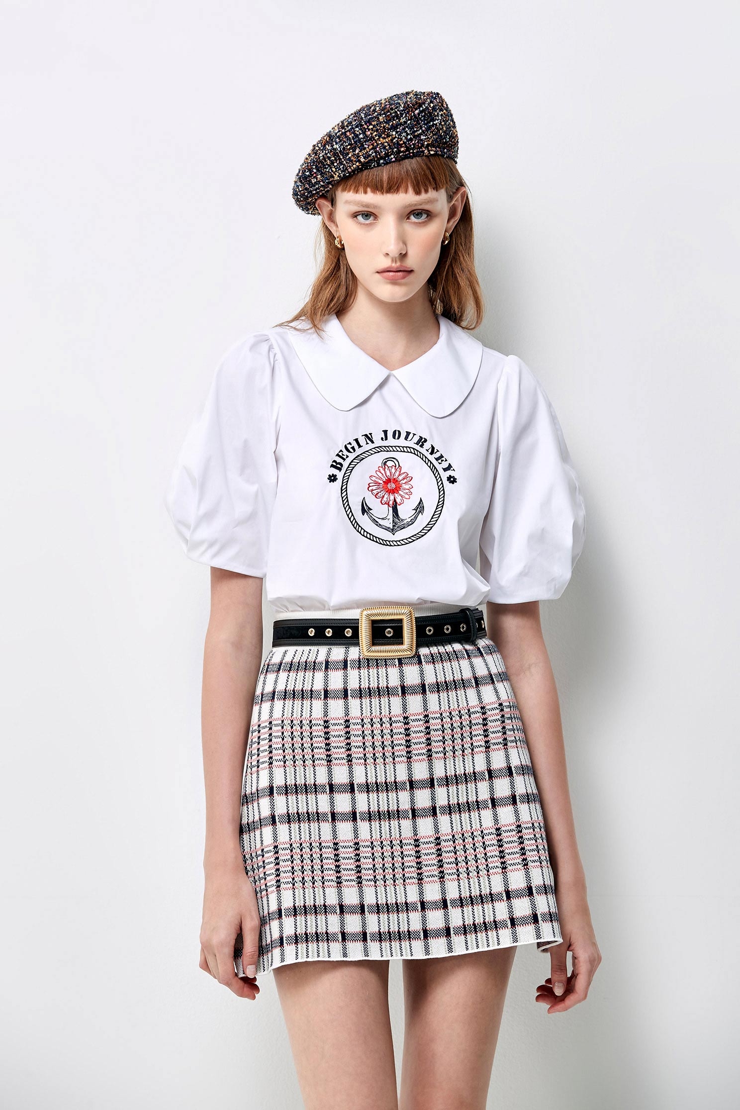 Checkered Knit Mini SkirtCheckered Knit Mini Skirt,Plaid,Mini skirts,Season (AW) Look,Cotton,Knitted
