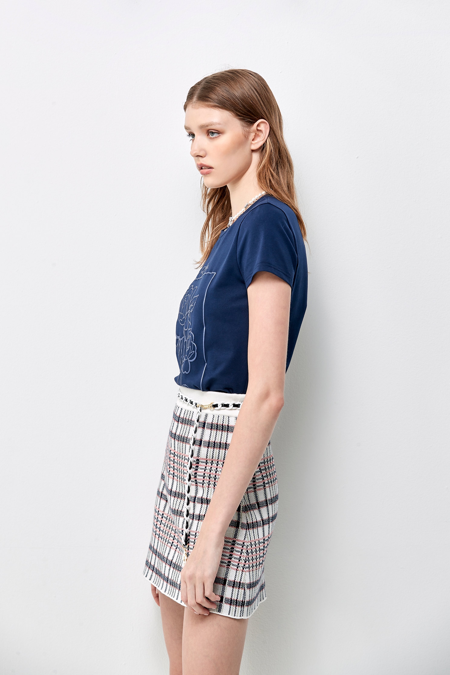 Checkered Knit Mini SkirtCheckered Knit Mini Skirt,Plaid,Mini skirts,Season (AW) Look,Cotton,Knitted