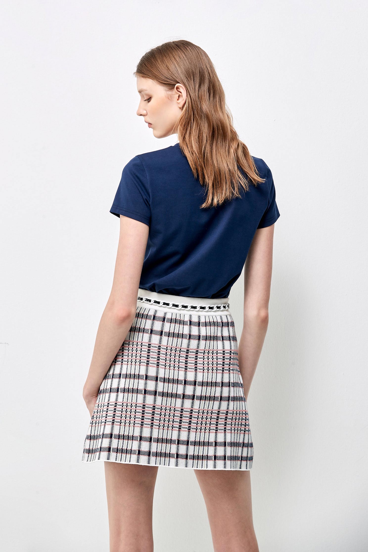 Checkered Knit Mini SkirtCheckered Knit Mini Skirt,Plaid,Mini skirts,Season (AW) Look,Cotton,Knitted