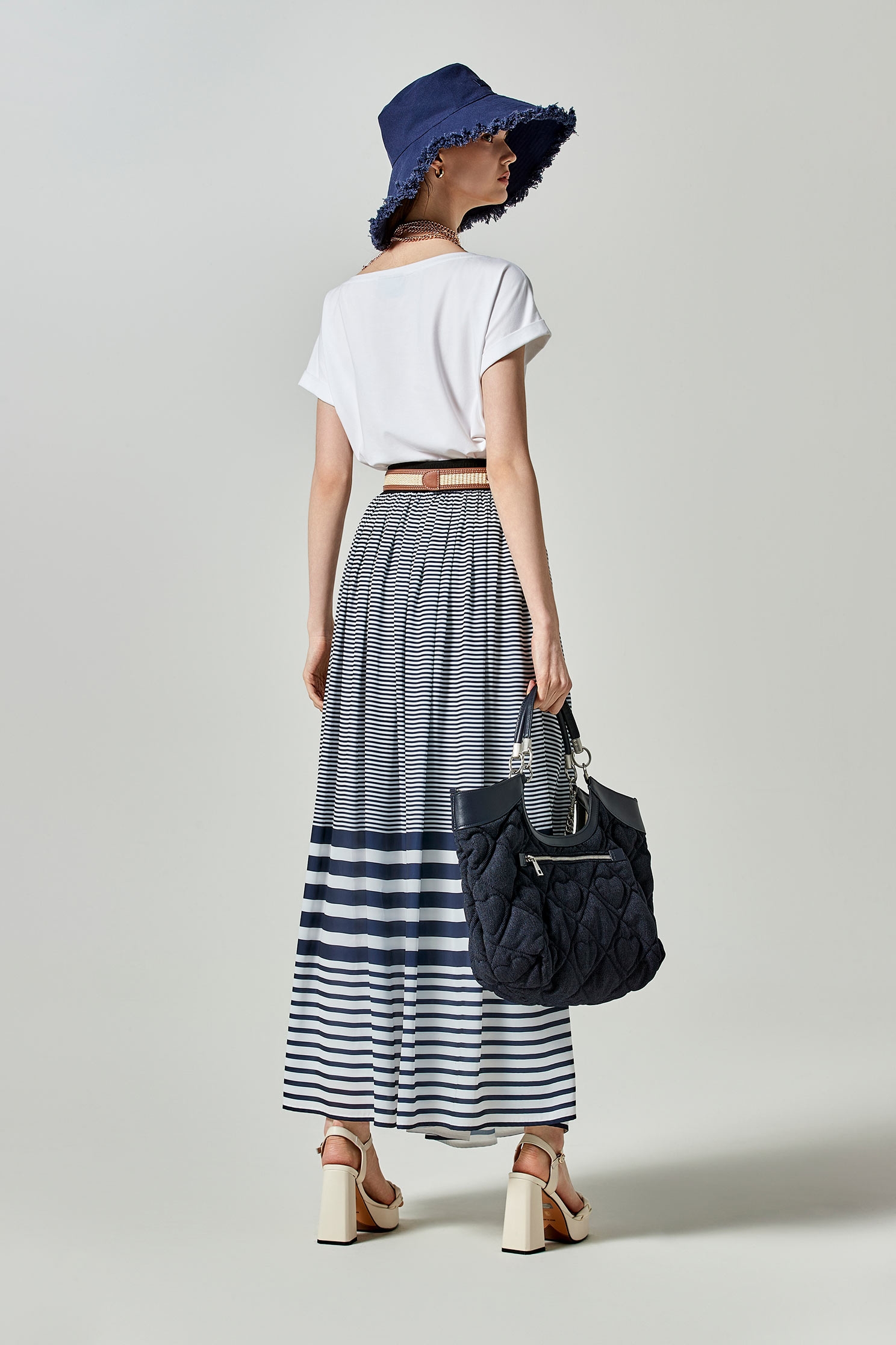 Navy Stripe Maxi SkirtNavy Stripe Maxi Skirt,Season (SS) Look,Midi skirts