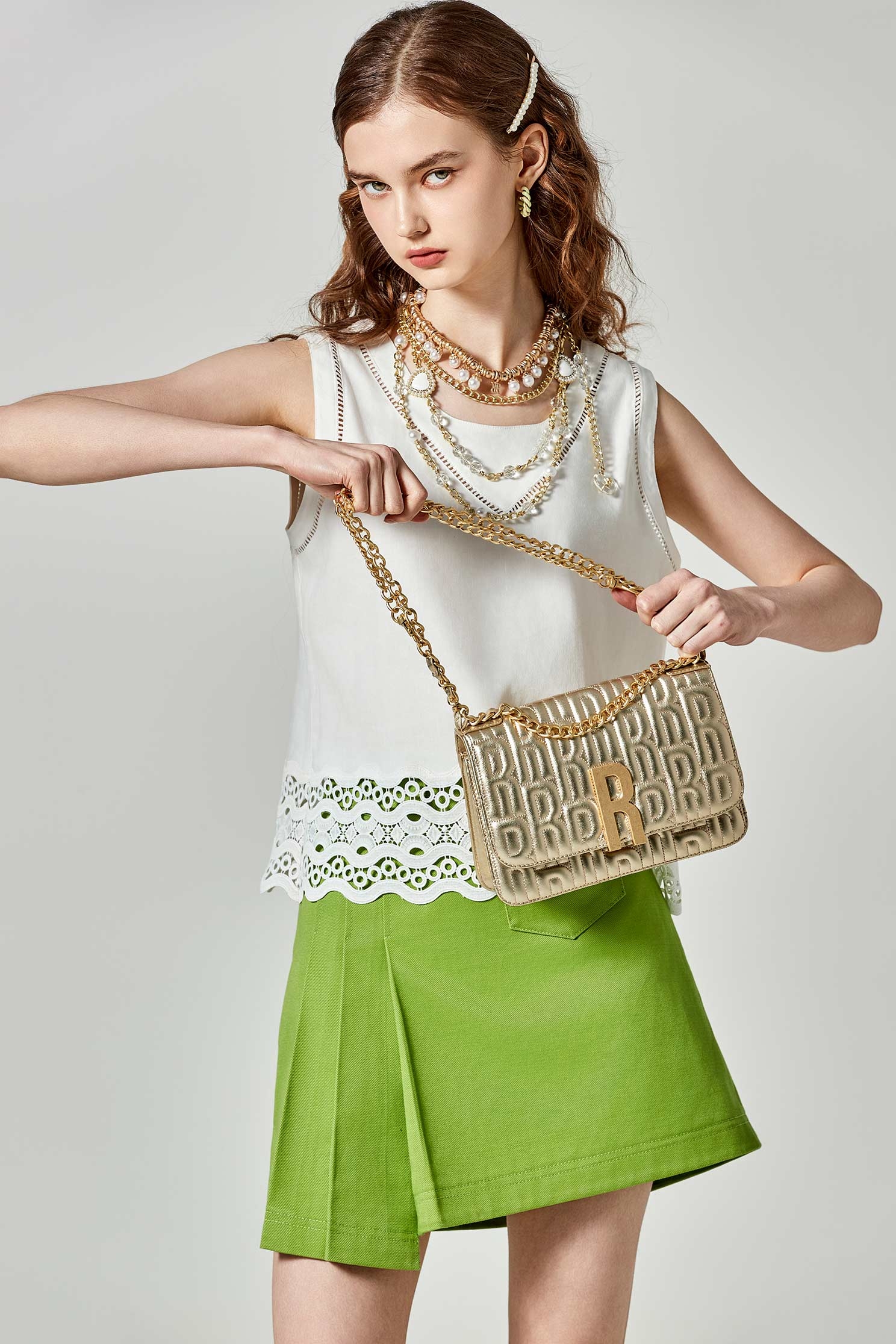 Pleated Asymmetric Short SkirtPleated Asymmetric Short Skirt,Season (SS) Look,Mini skirts,Shorts