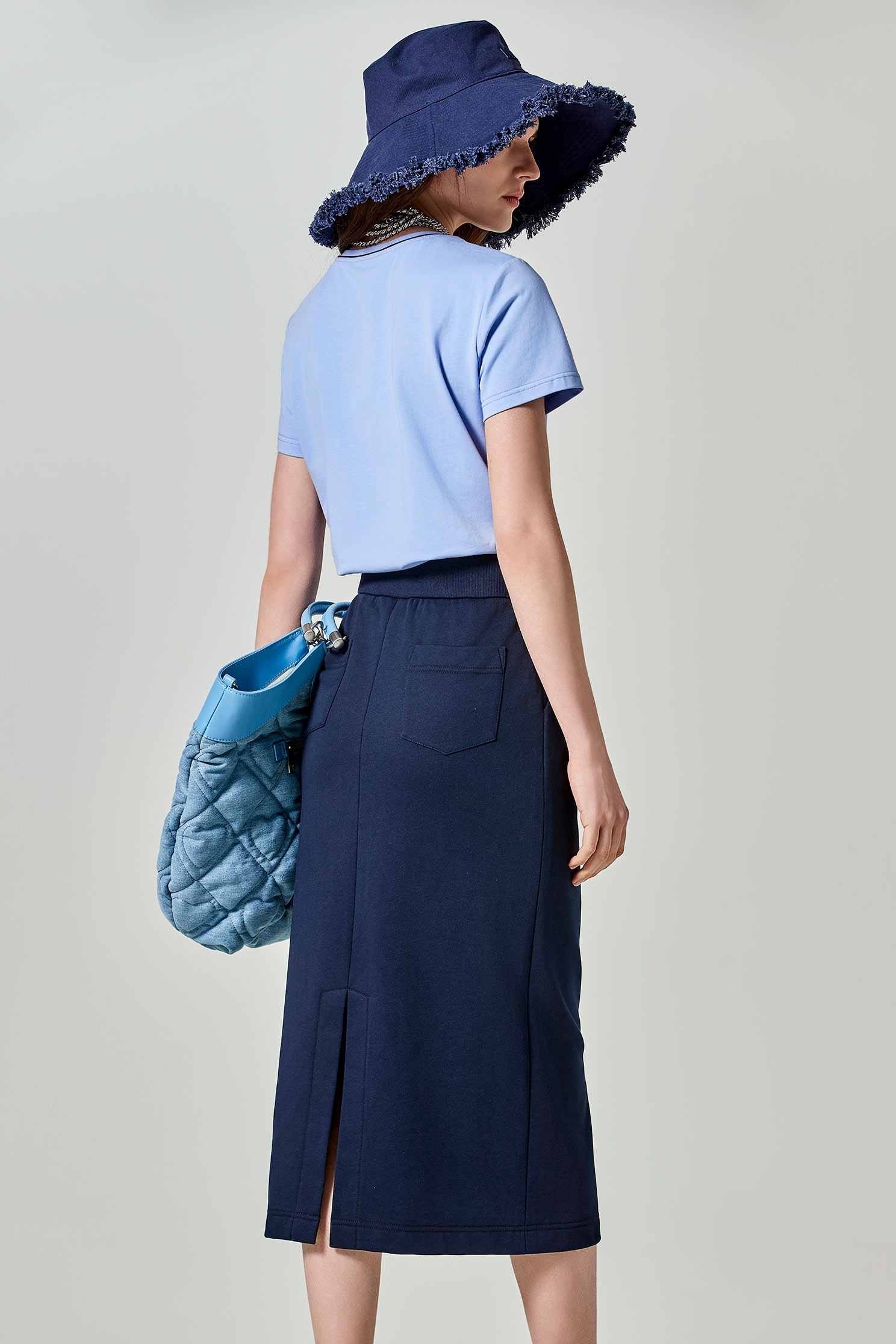 Basic Navy Pencil SkirtBasic Navy Pencil Skirt,Season (SS) Look,Pencil skirts,Midi skirts