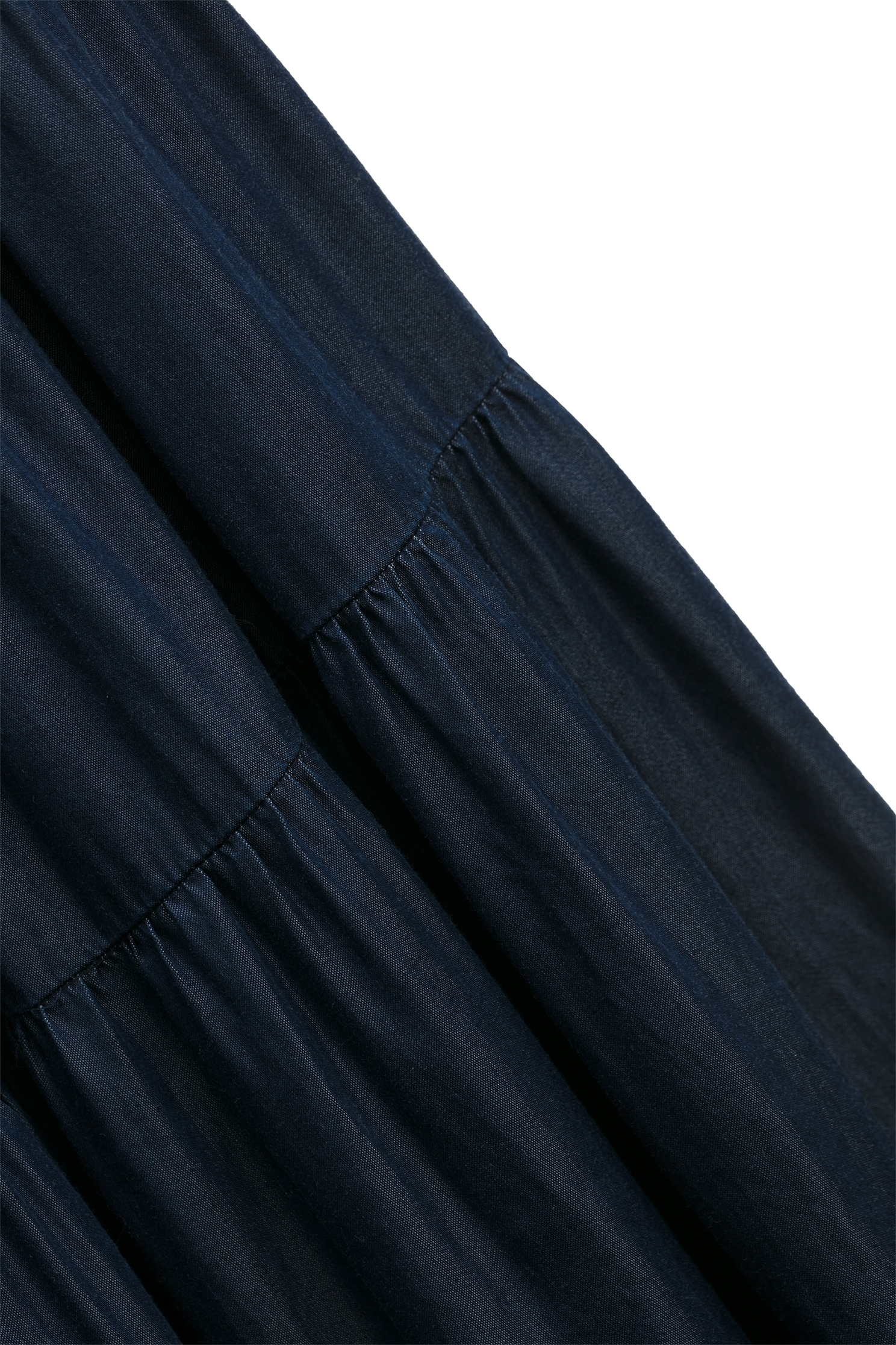 Navy Soft Denim Tiered SkirtNavy Soft Denim Tiered Skirt,Season (SS) Look,Denim,Denim skirts,Layered skirts