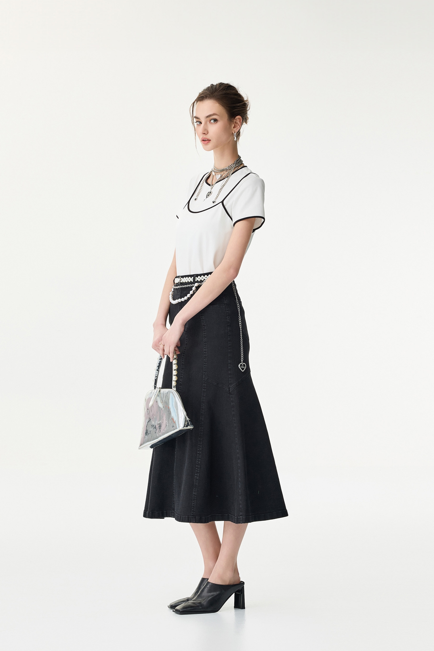 Fishtail Denim Midi SkirtFishtail Denim Midi Skirt