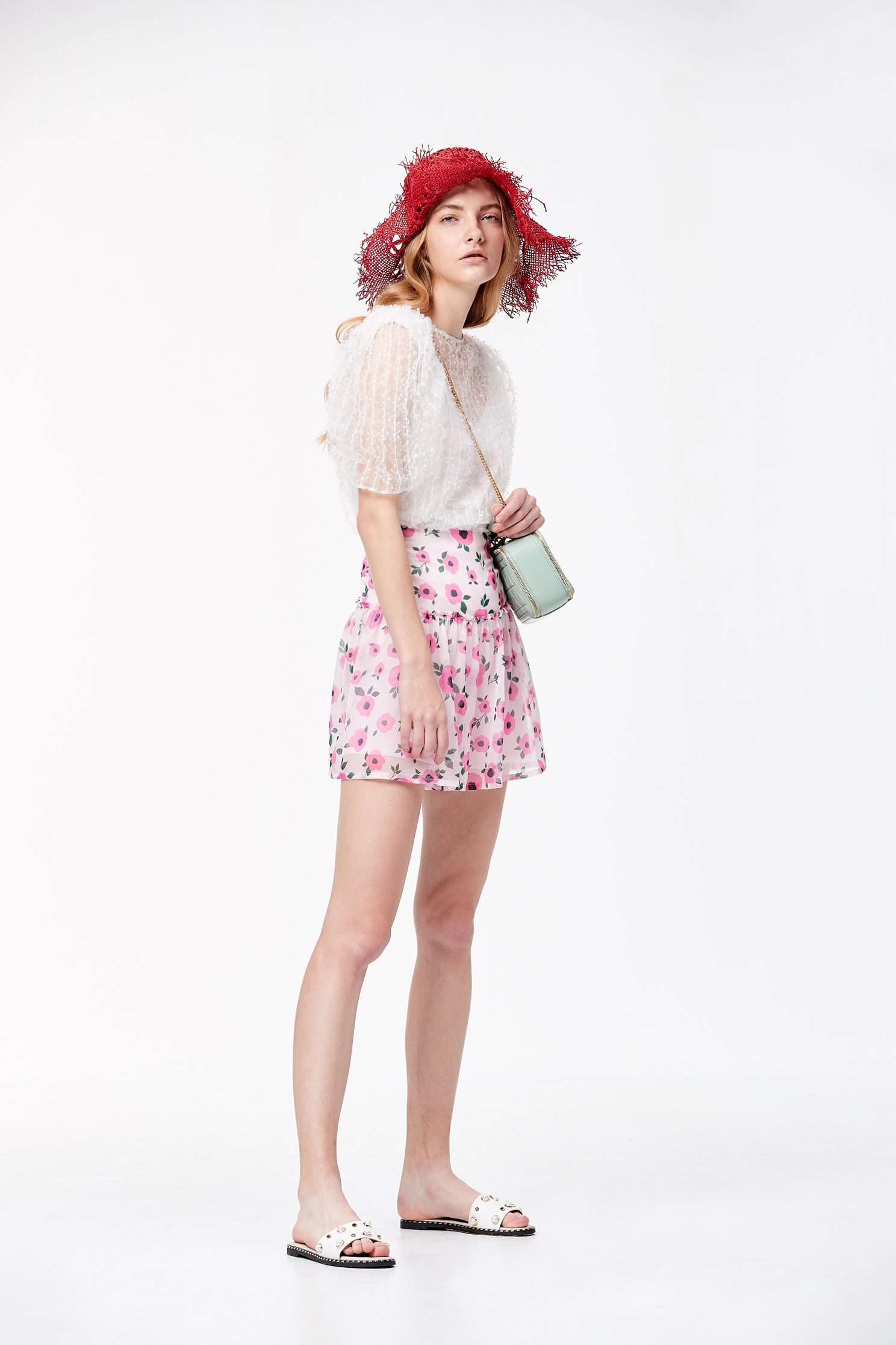 Floral Print ShortsFlower chiffon trouser skirt,Season (SS) Look,mothergift,Shorts,Season (AW) Look,Skorts,Chiffon