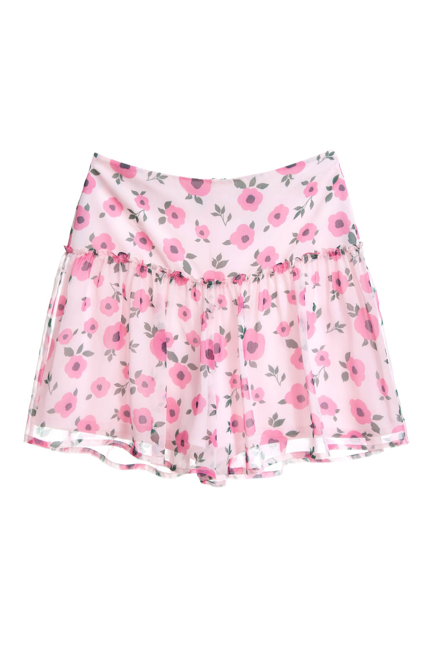 Floral Print ShortsFlower chiffon trouser skirt,Season (SS) Look,mothergift,Shorts,Season (AW) Look,Skorts,Chiffon