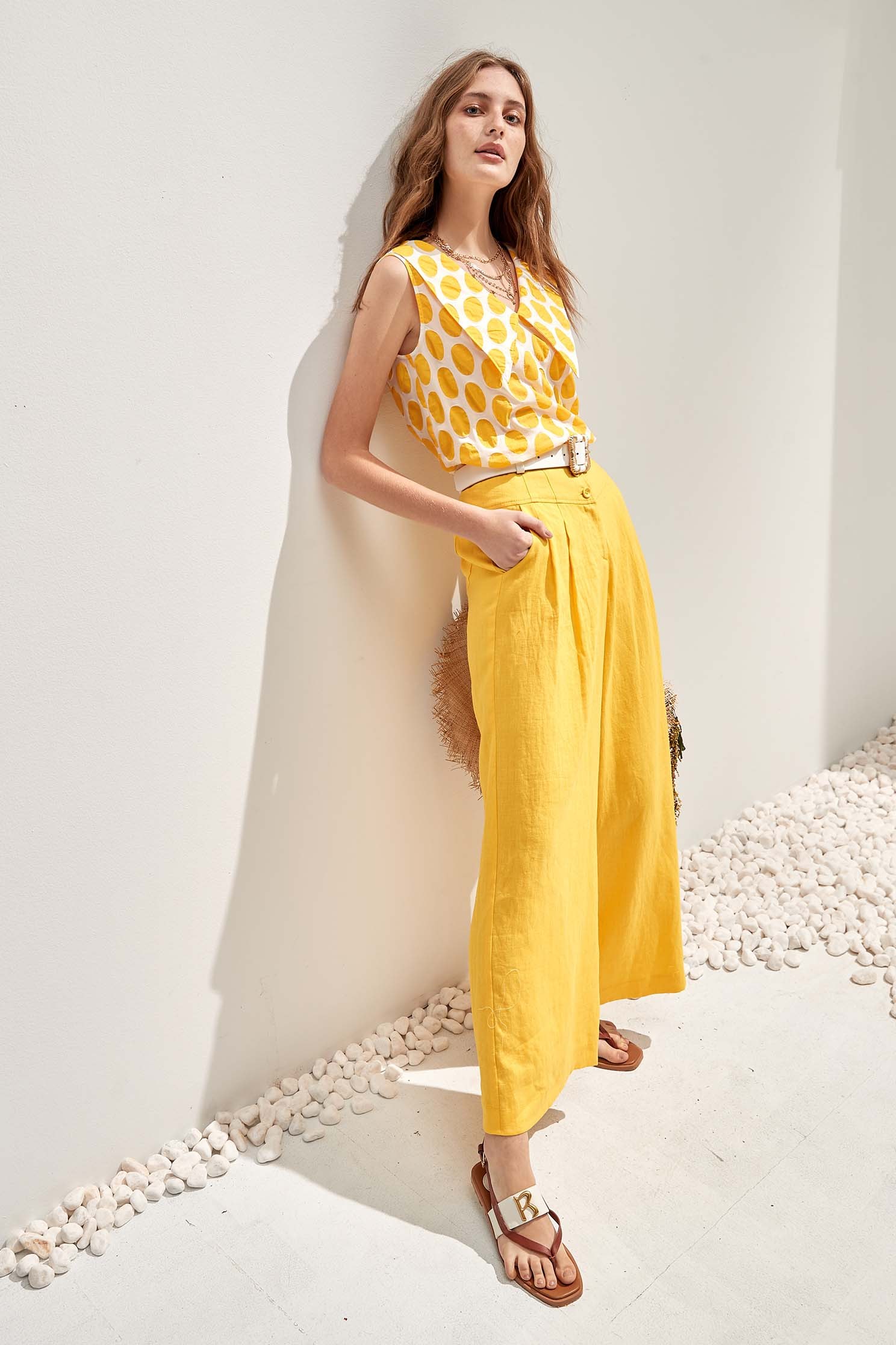 Wide Leg Linen PantsLinen wide-leg trousers,Culottes,goodlucknewyear,Season (SS) Look,iROO LIVE,Culottes,Pants