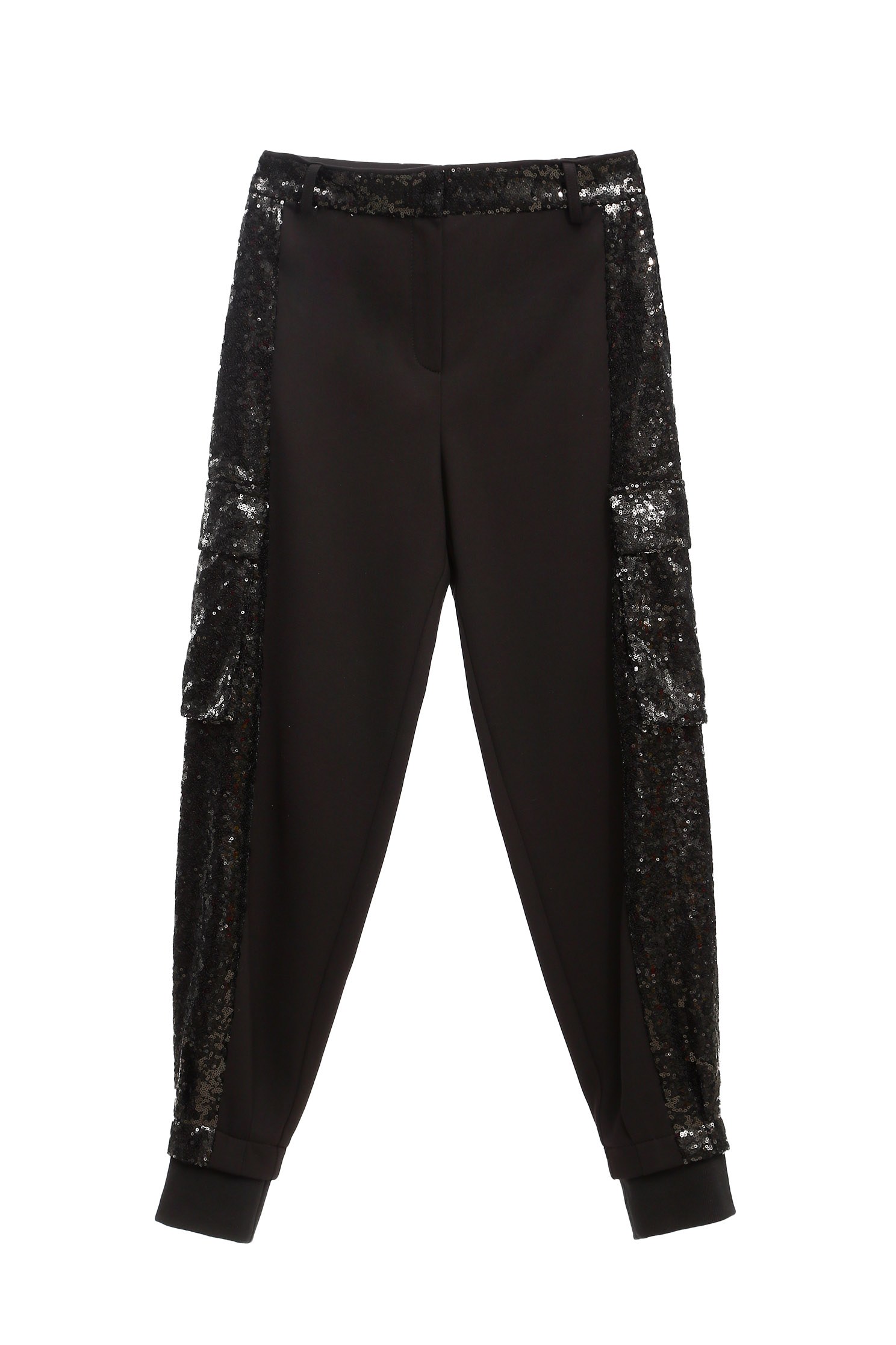 Black Jogger Pants With Panel SequinsPants with decorative sequin,Season (AW) Look,Joggers,Athleisure,Pants