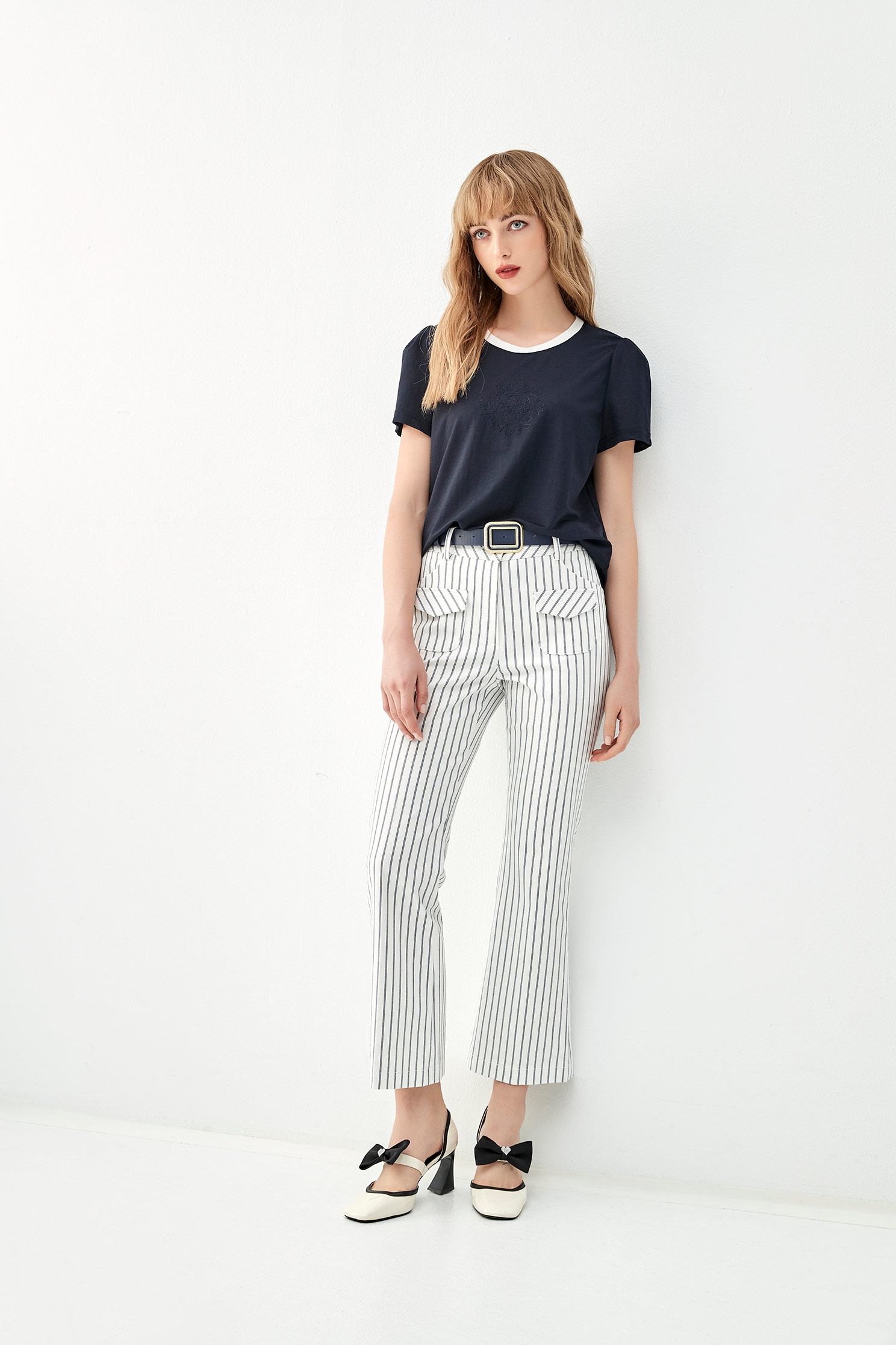 Stripe Boot Leg Denim PantsStripe Boot Leg Denim Pants,Bell-bottoms,Denim,Season (AW) Look,Bell-bottoms,Pants