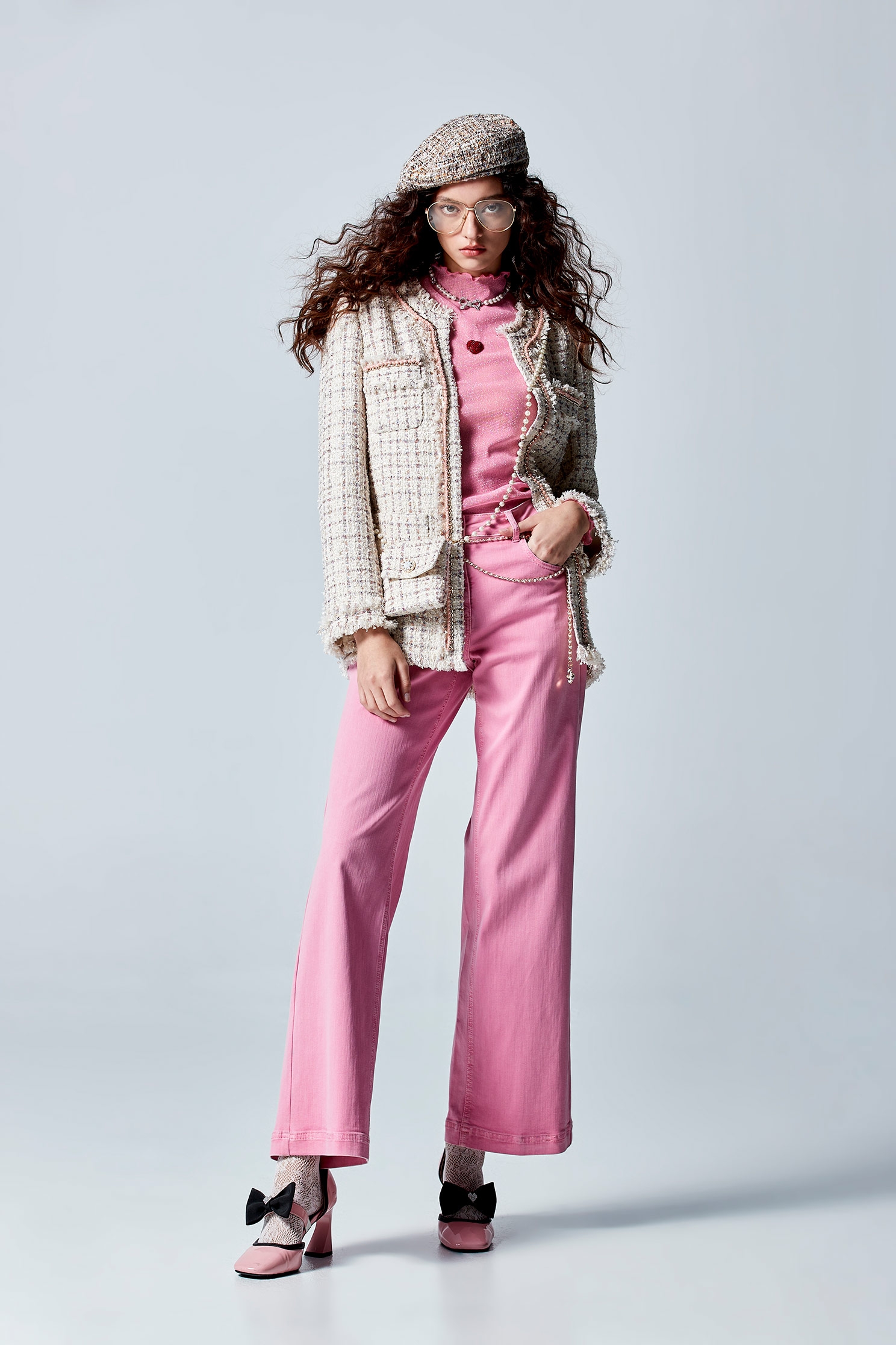 Straight Cut Pink JeansStraight Cut Pink Jeans,Culottes,Denim,Jeans,Denim pants,pearl,Season (AW) Look,Culottes,Pants