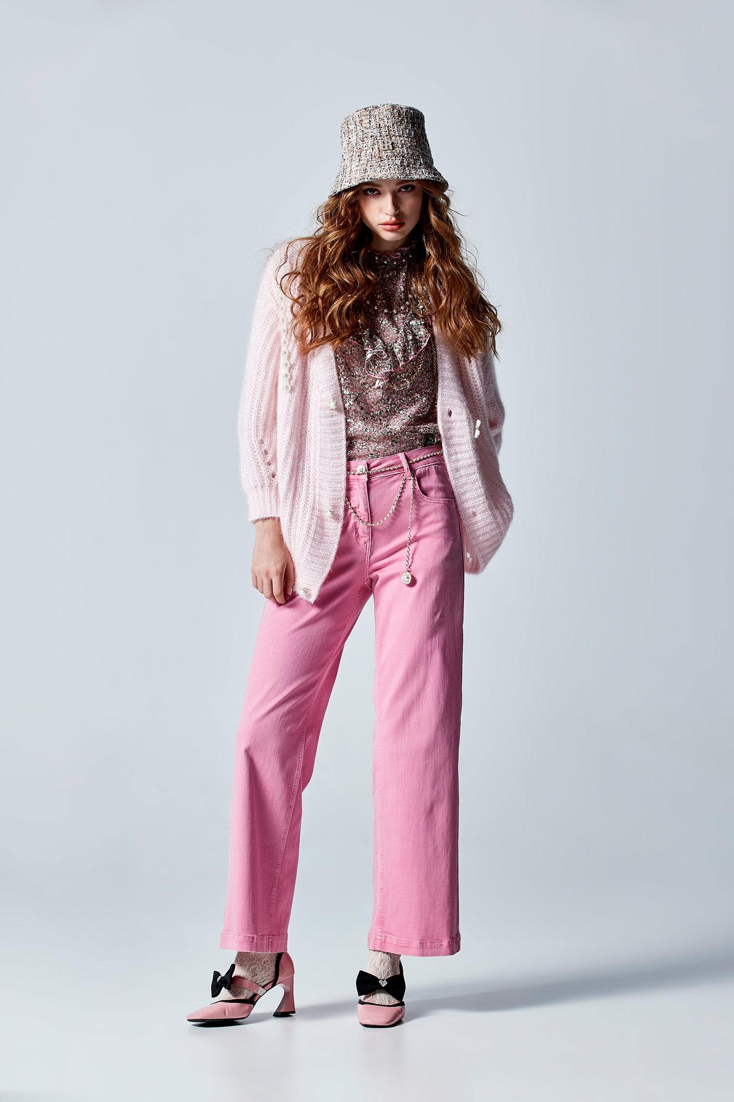 Straight Cut Pink JeansStraight Cut Pink Jeans,Culottes,Denim,Jeans,Denim pants,pearl,Season (AW) Look,Culottes,Pants