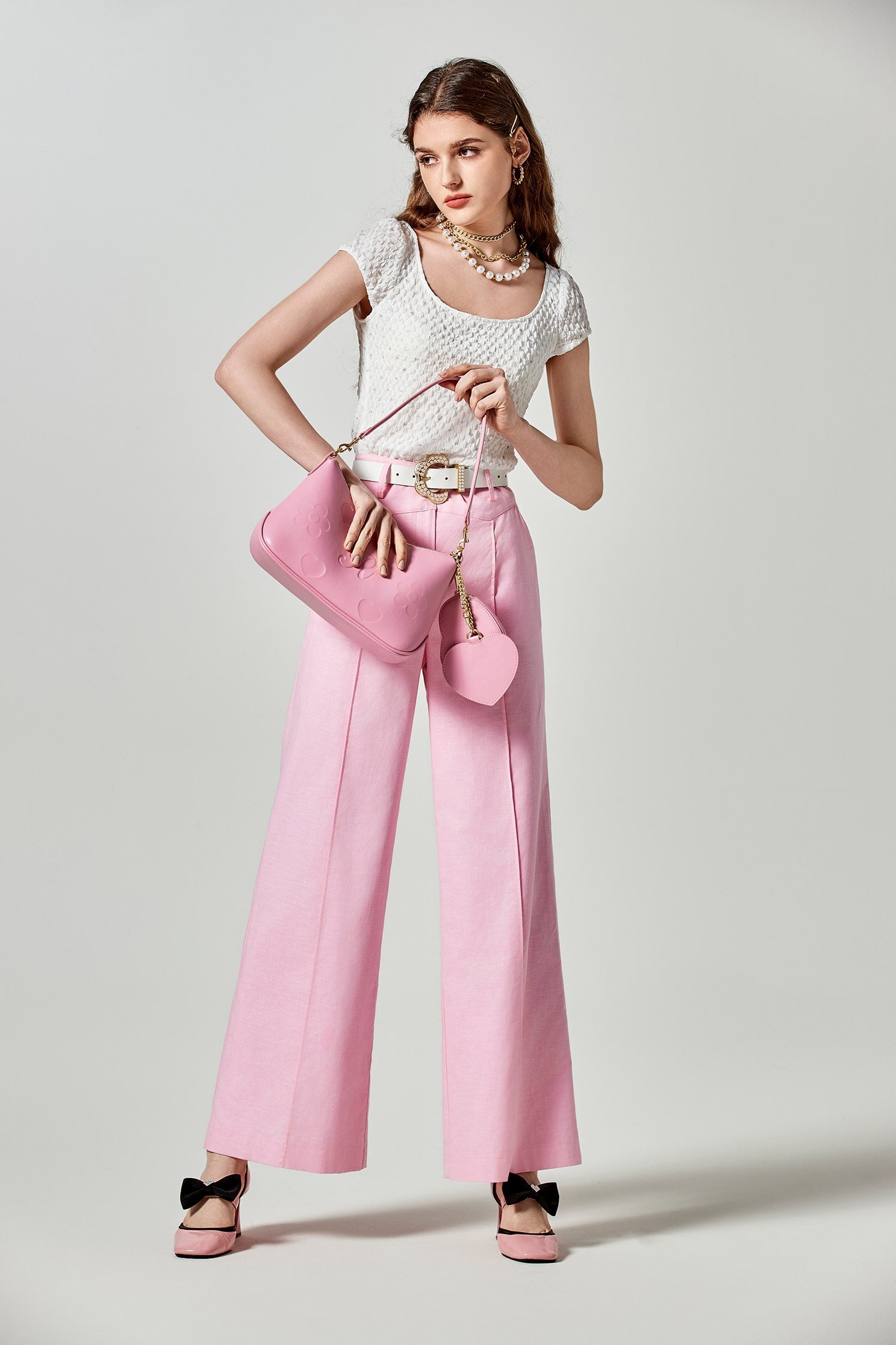 Pink Linen Wide Leg PantsPink Linen Wide Leg Pants,Culottes,Season (SS) Look,Culottes,Pants