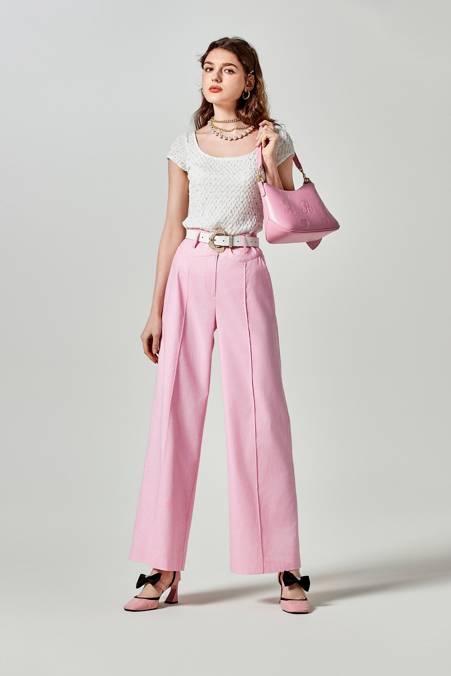 Pink Linen Wide Leg PantsPink Linen Wide Leg Pants,Culottes,Season (SS) Look,Culottes,Pants