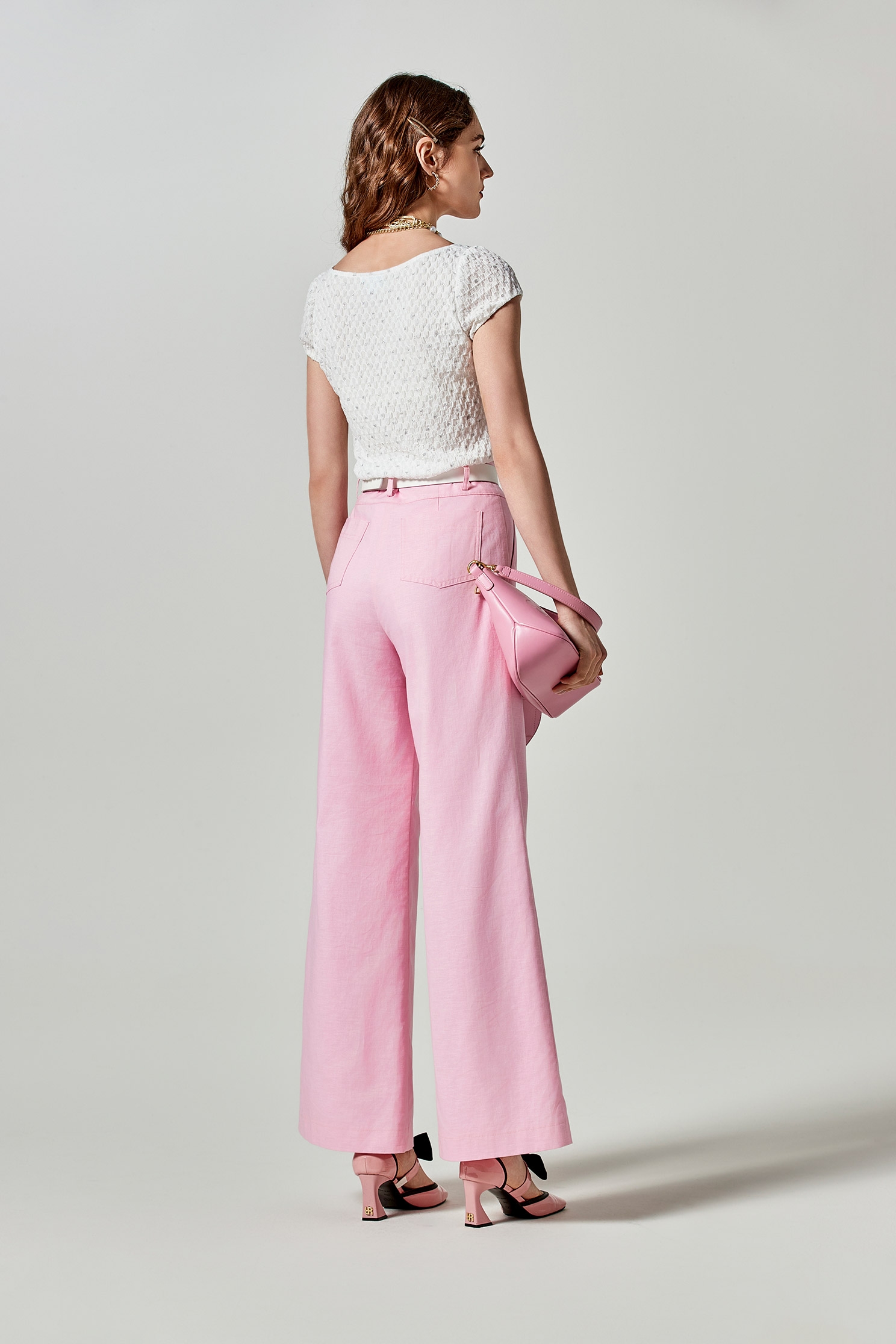 Pink Linen Wide Leg PantsPink Linen Wide Leg Pants,Culottes,Season (SS) Look,Culottes,Pants