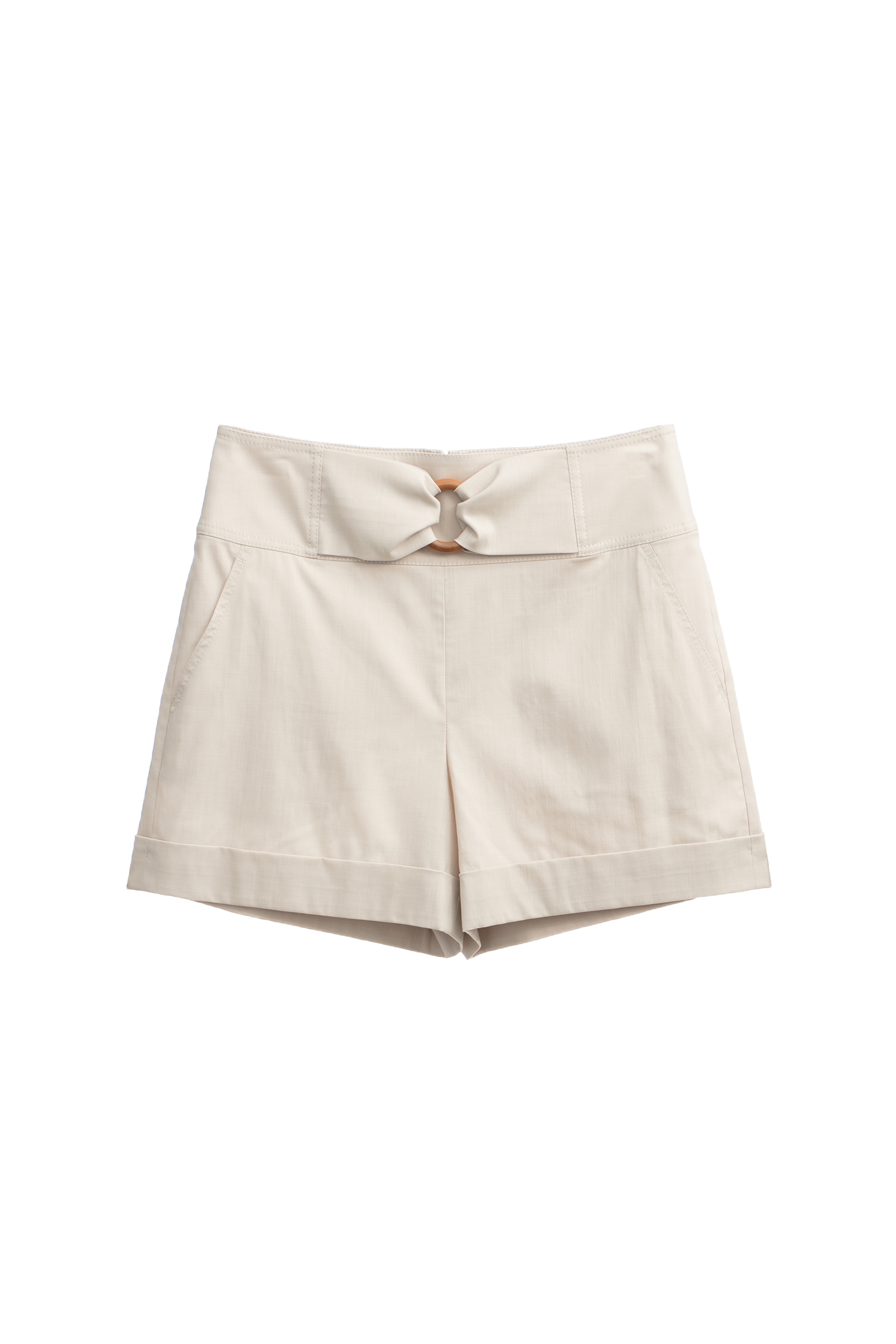 Front Wooden Ring Buckle Linen ShortsFront Wooden Ring Buckle Linen Shorts,Season (SS) Look,Shorts