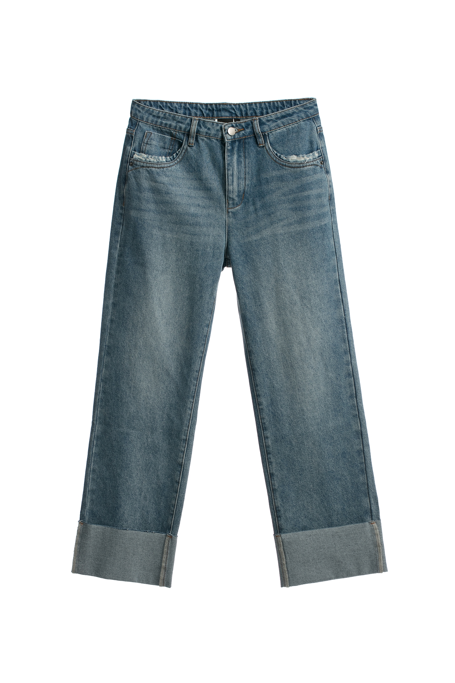 Straight Cut Jeans With Fold Up CuffsStraight Cut Jeans With Fold Up Cuffs,Season (SS) Look,Denim,Jeans