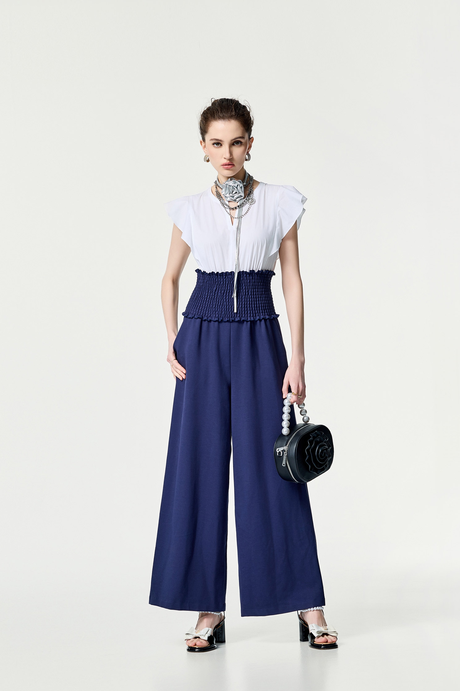 Contrast Colour Elastic Waist JumpsuitContrast Colour Elastic Waist Jumpsuit,Season (SS) Look,co-ord sets,Jumpsuits,Pants