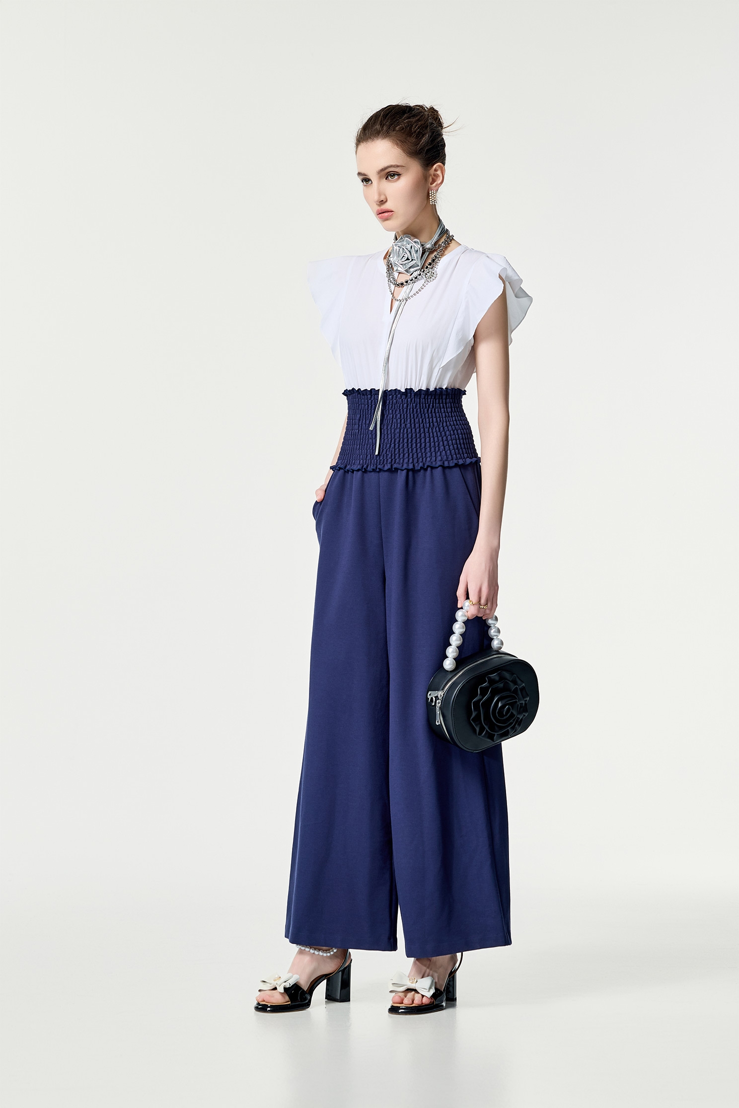 Contrast Colour Elastic Waist JumpsuitContrast Colour Elastic Waist Jumpsuit,Season (SS) Look,co-ord sets,Jumpsuits,Pants