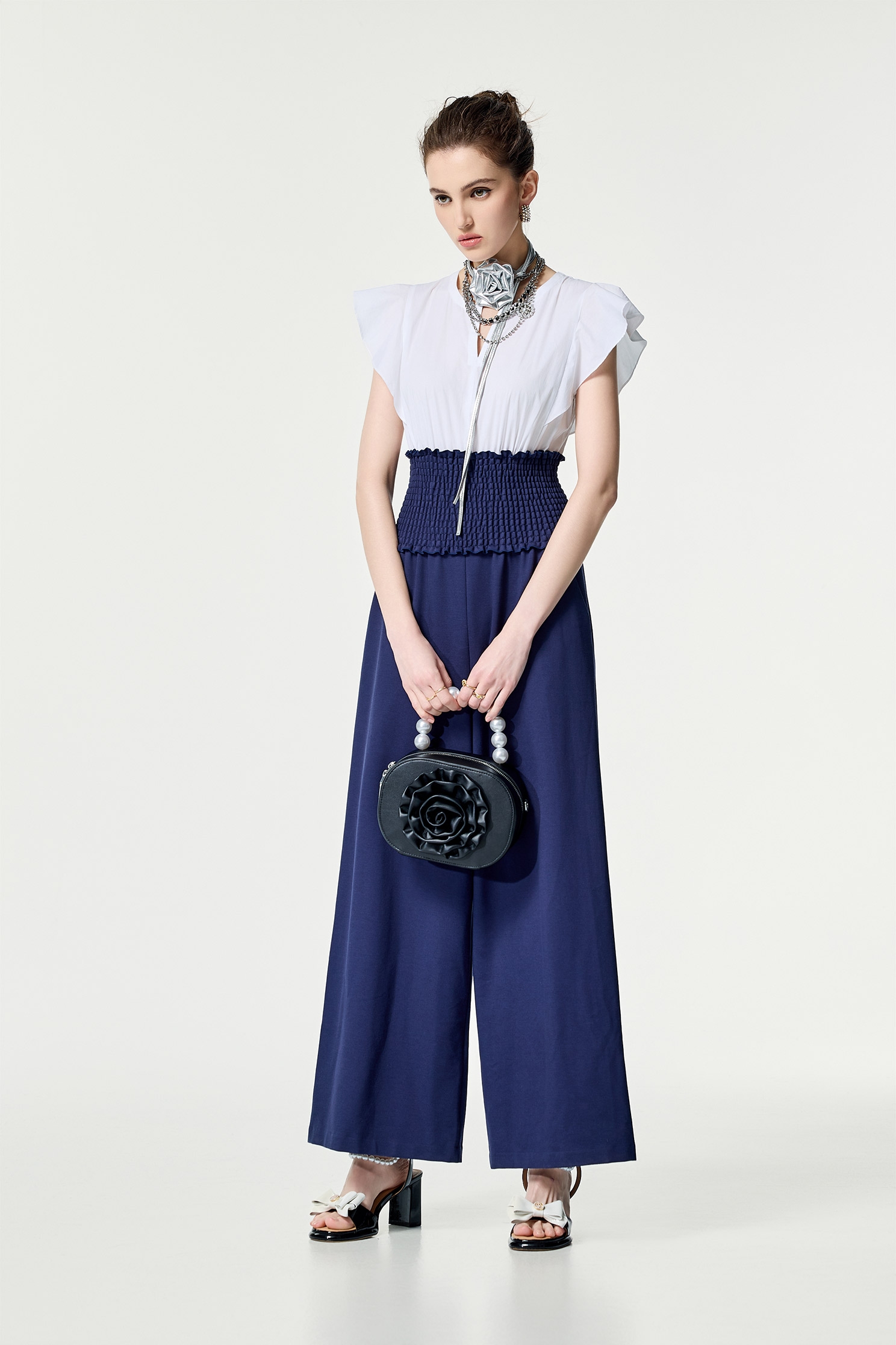 Contrast Colour Elastic Waist JumpsuitContrast Colour Elastic Waist Jumpsuit,Season (SS) Look,co-ord sets,Jumpsuits,Pants
