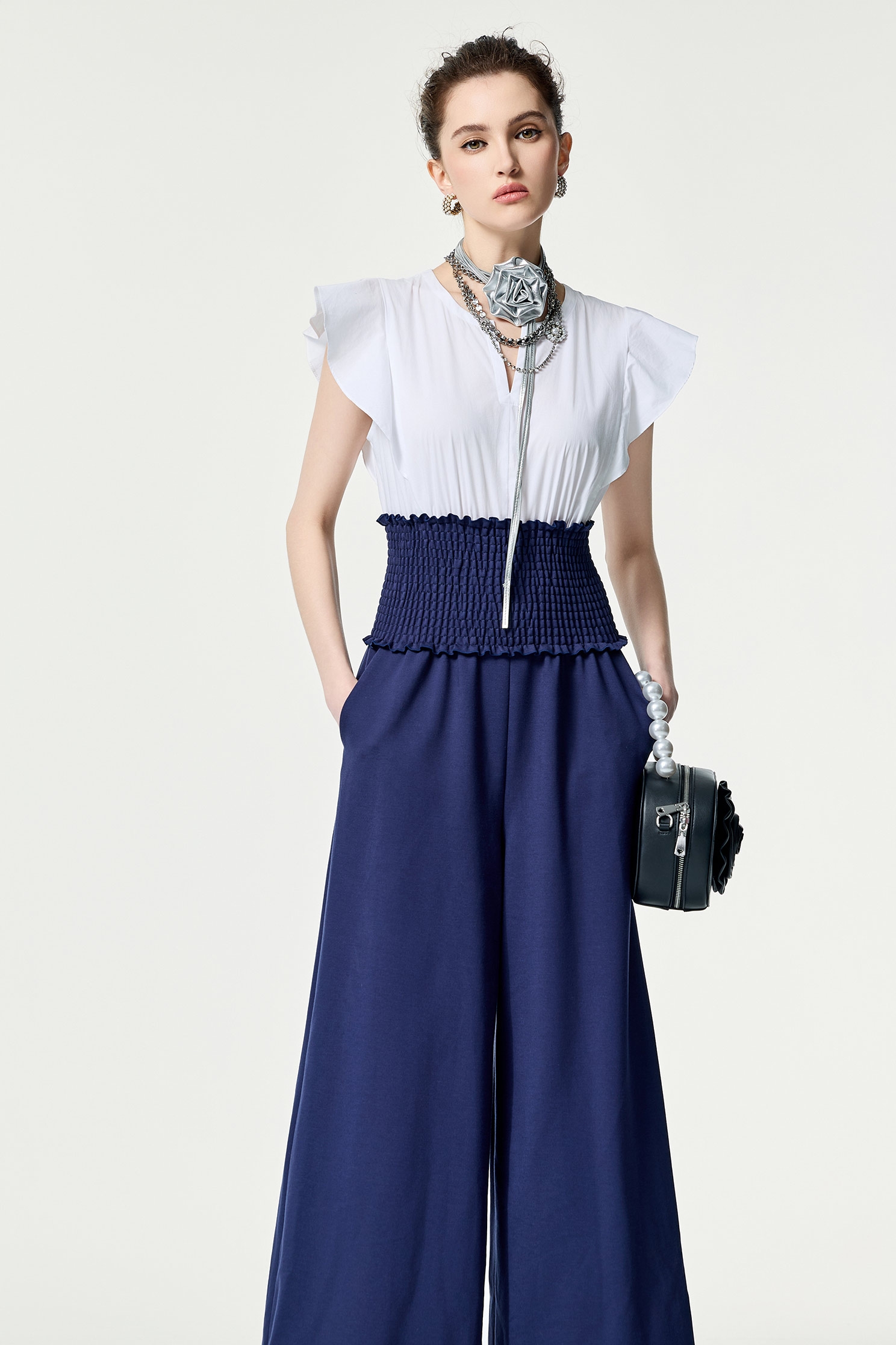 Contrast Colour Elastic Waist JumpsuitContrast Colour Elastic Waist Jumpsuit,Season (SS) Look,co-ord sets,Jumpsuits,Pants