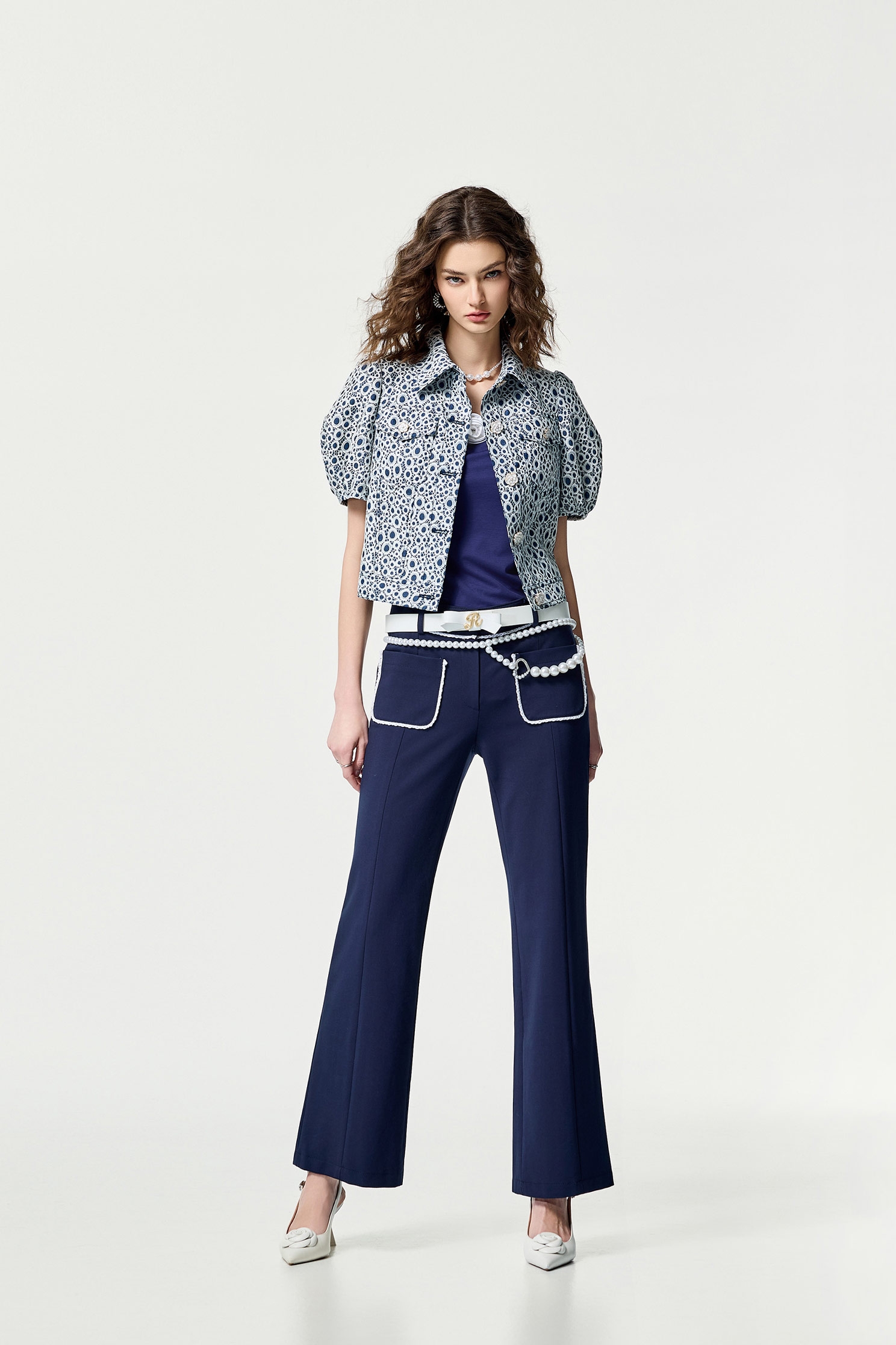 Contrast Trim Detail Navy PantsContrast Trim Detail Navy Pants,Office Looks,Bell-bottoms,Season (SS) Look,Bell-bottoms,Pants