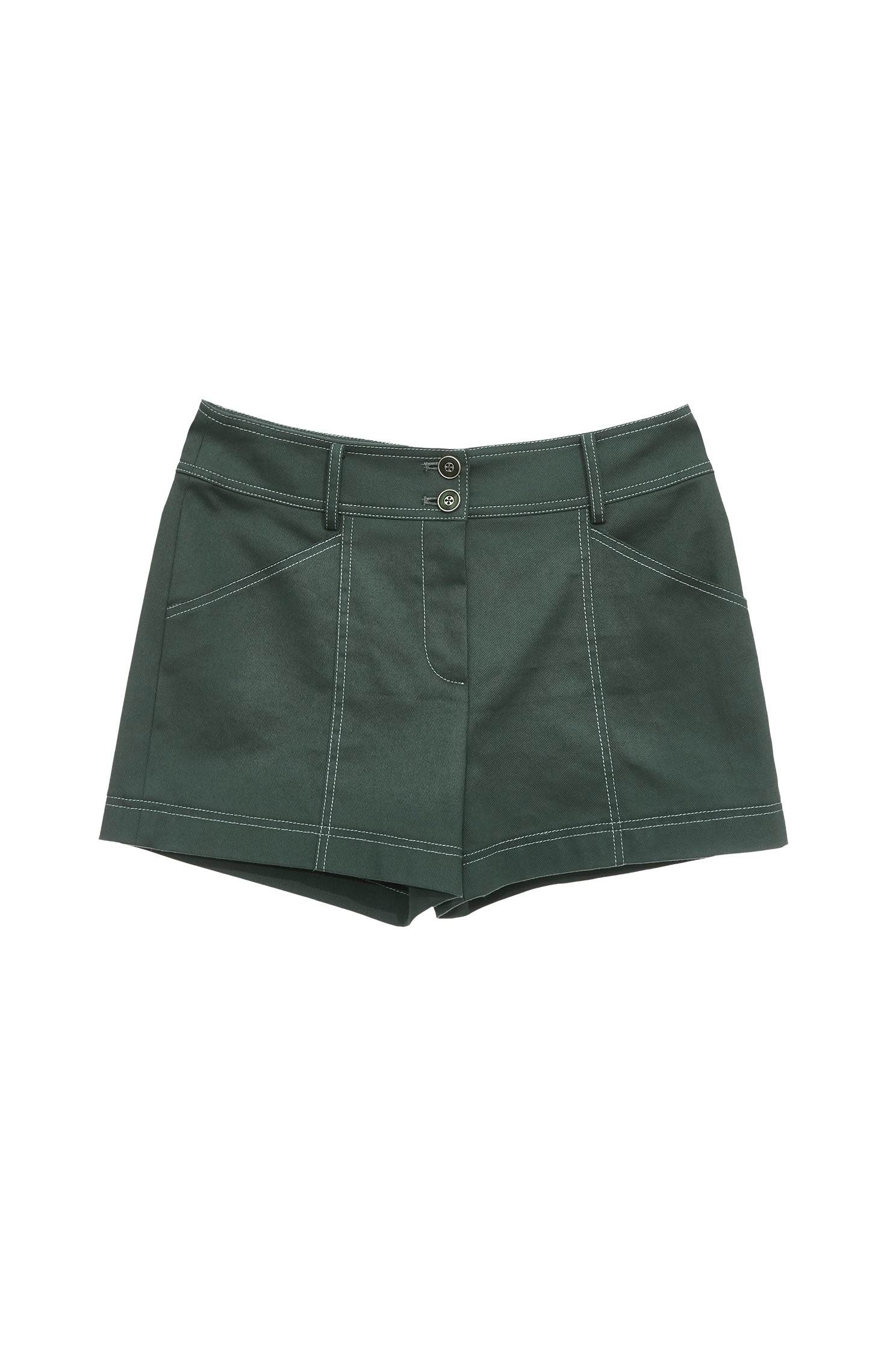 Basic Green Shorts With Stitching DetailBasic Green Shorts With Stitching Detail,Season (SS) Look,Denim,Shorts,upperclass