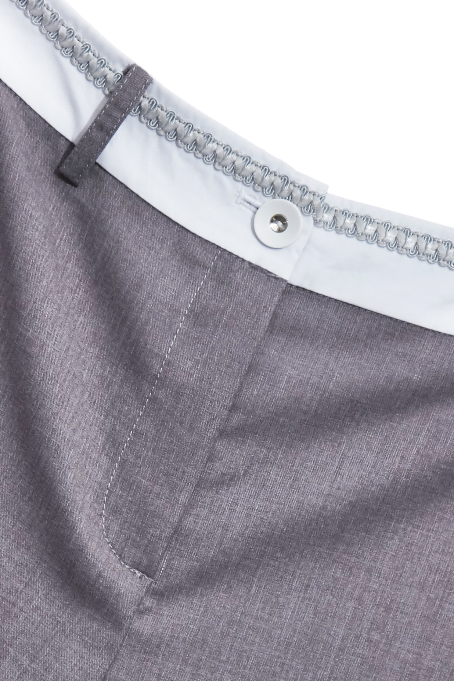 Contrast Waistband Grey PantsContrast Waistband Grey Pants,Office Looks,Season (SS) Look,Blouses,Tailored pants,Pants