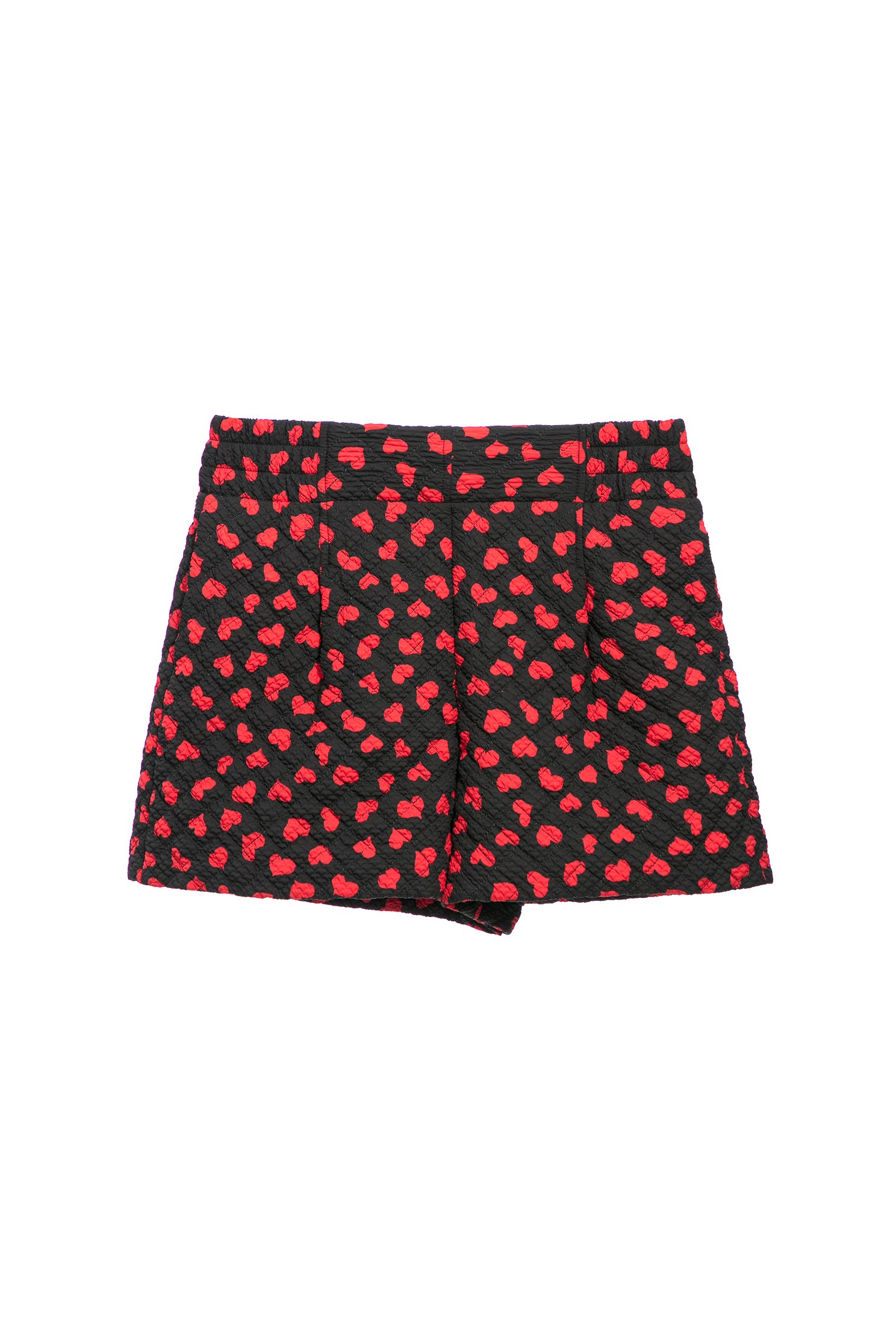 Quilted Printed Hearts ShortsHeart embossed shorts,Shorts,Season (AW) Look,Valentine